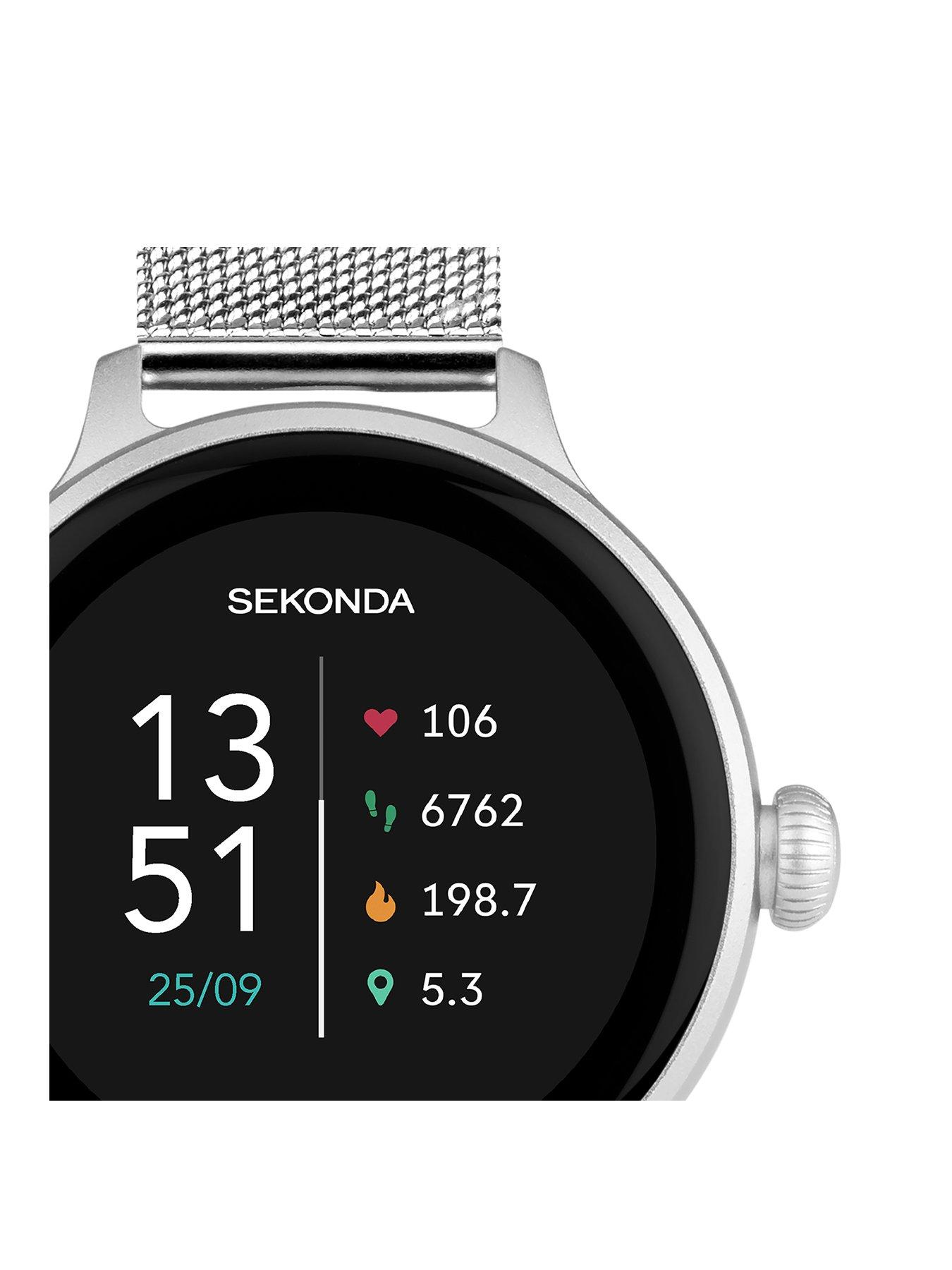  image of sekonda-womens-connect-silver-stainless-steel-mesh-bracelet-smartwatch