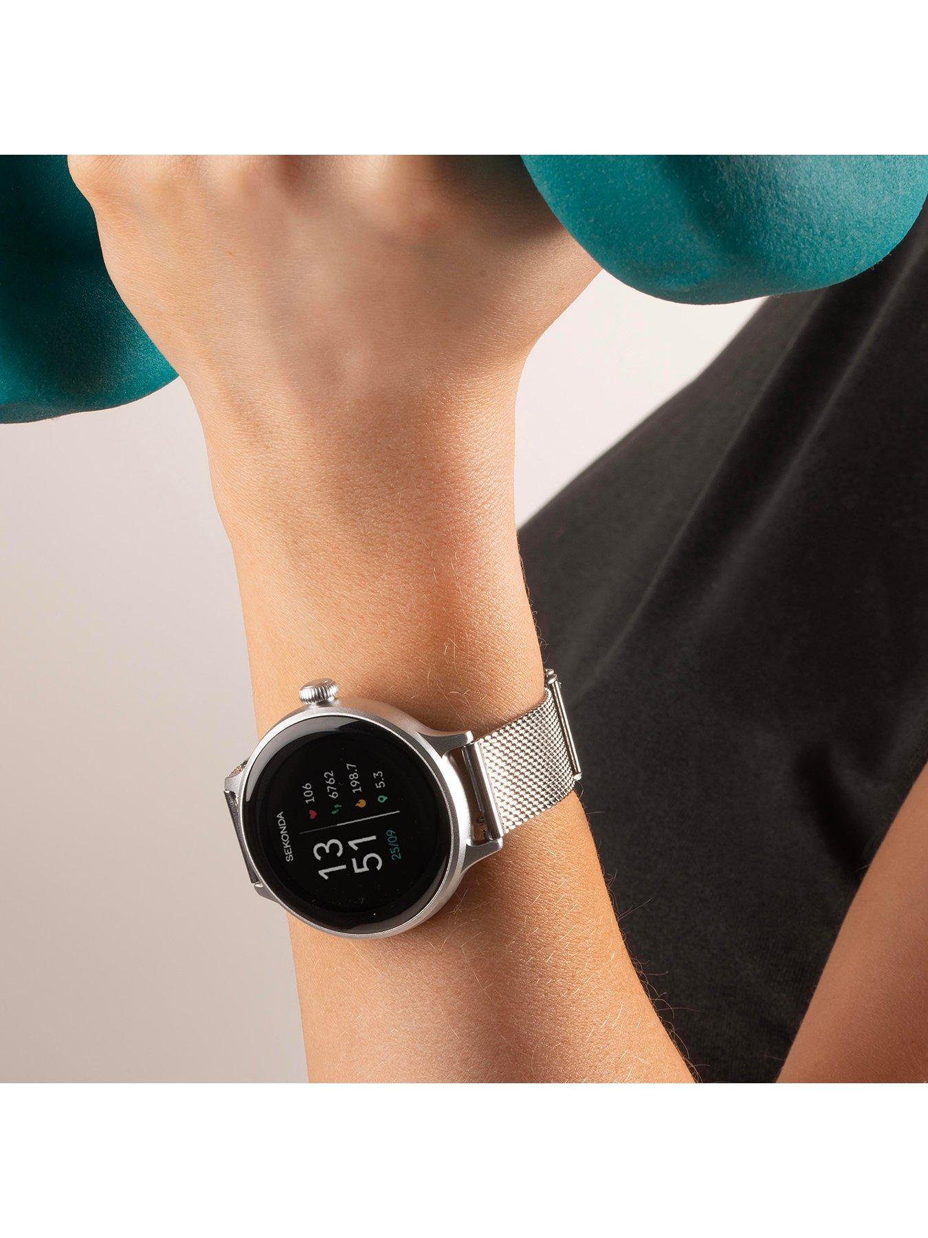  image of sekonda-womens-connect-silver-stainless-steel-mesh-bracelet-smartwatch