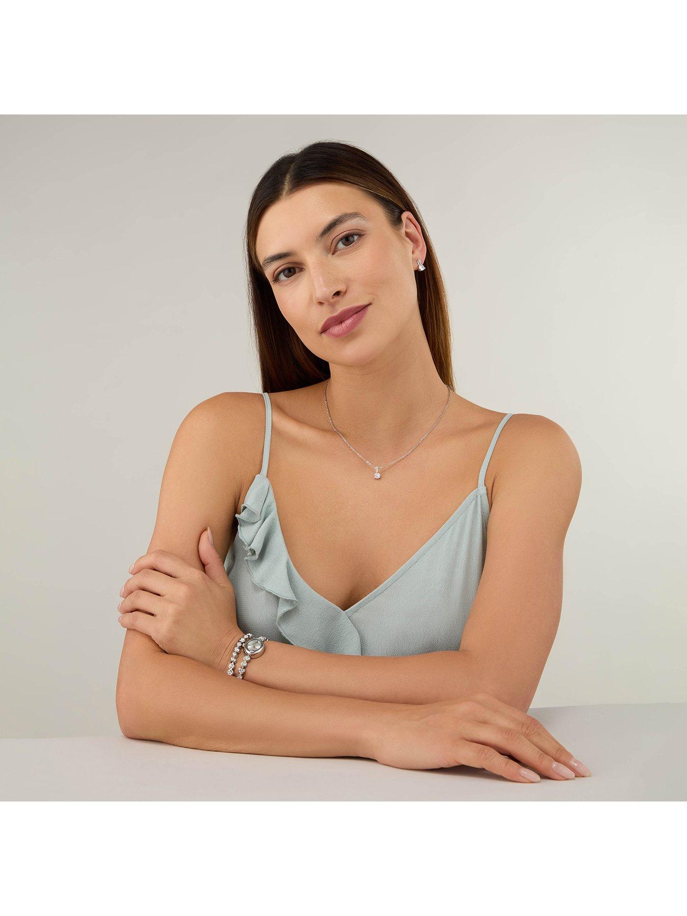  image of sekonda-womens-silver-alloy-bracelet-with-silver-dial-analogue-watch-and-matching-pendant-and-earrings-gift-set