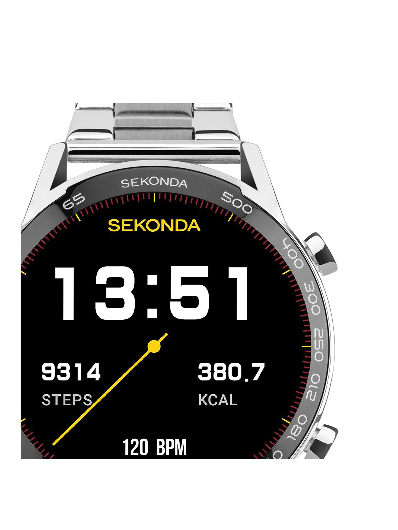  image of sekonda-mens-active-plus-silver-stainless-steel-bracelet-smartwatch