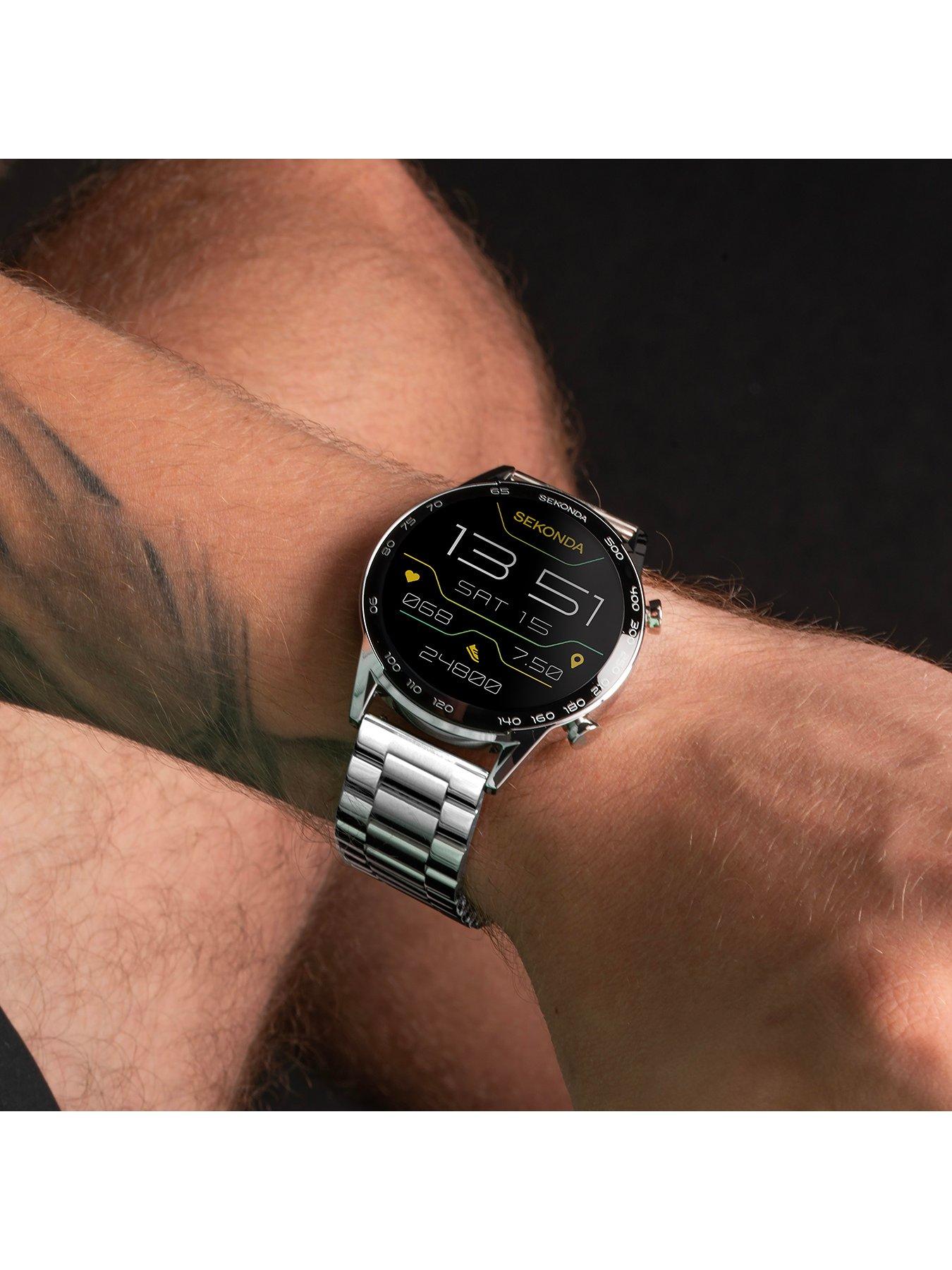  image of sekonda-mens-active-plus-silver-stainless-steel-bracelet-smartwatch