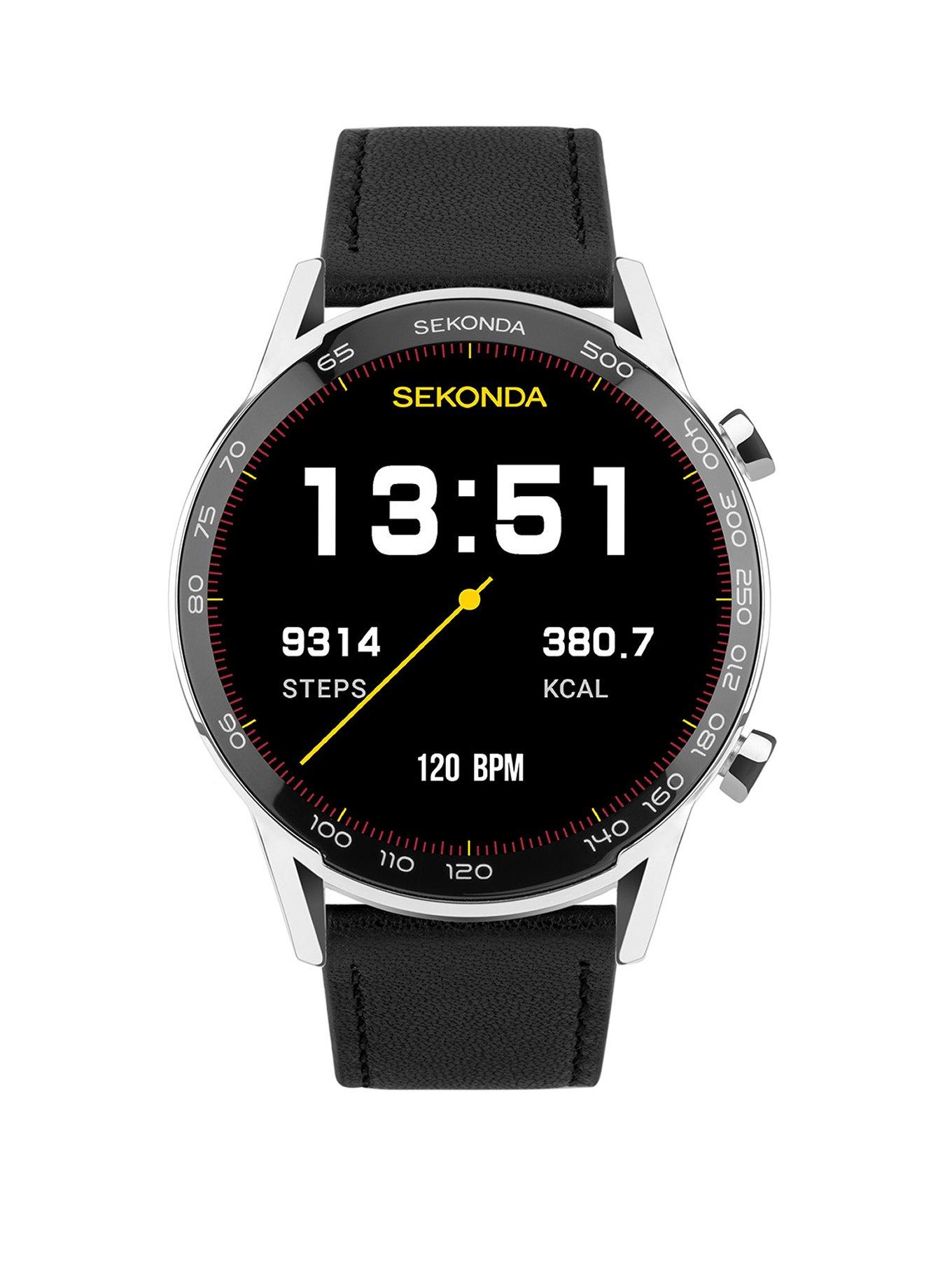 Sekonda Mens Active Plus Black Silicone Strap Smartwatch with Free Additional Orange Strap littlewoods