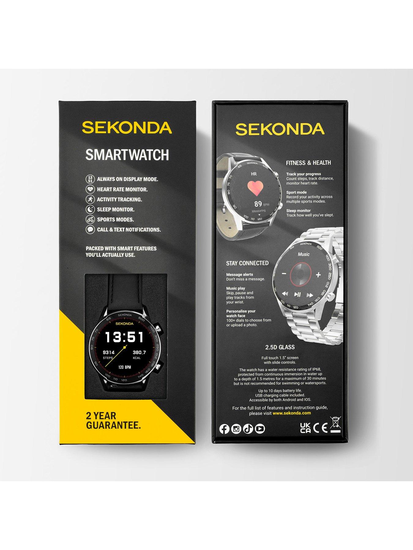 Image 7 of 7 of Sekonda Mens Active Plus Black Leather Strap Smartwatch