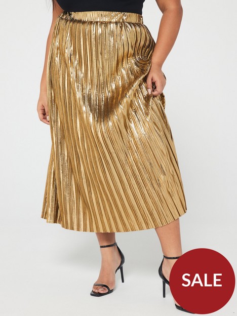 in-the-style-curve-plisse-midi-skirt-gold