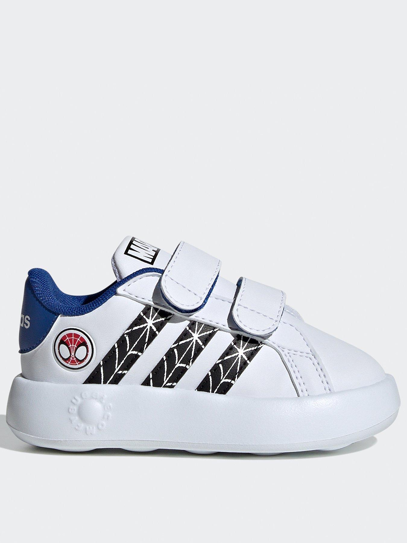 undefined Unisex Infant Grand Court Spiderman Trainers - White/Black