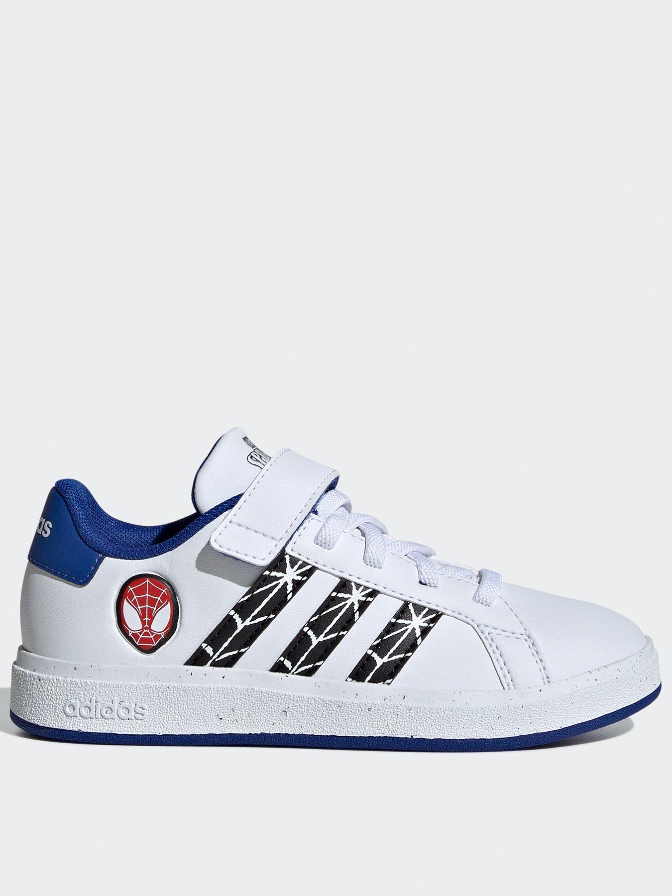 undefined Unisex Kids Grand Court Spiderman Trainers - White