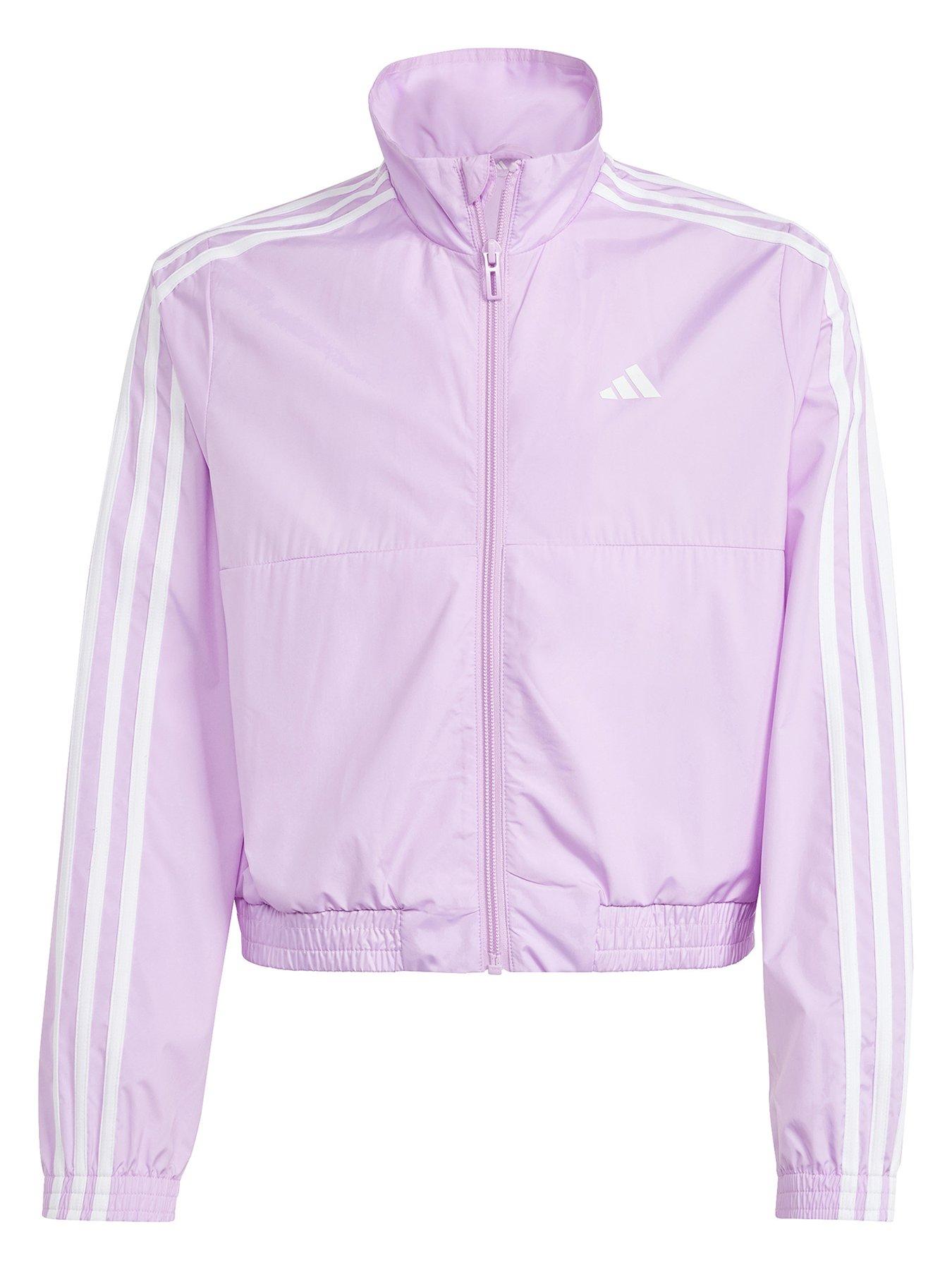 Junior Girls Train Essentials 3 Stripe Jacket Purple