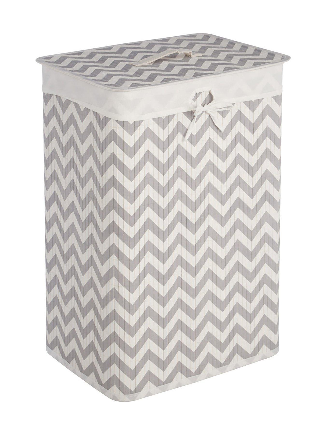 Premier Housewares Kankyo White And Grey Chevron Laundry Hamper