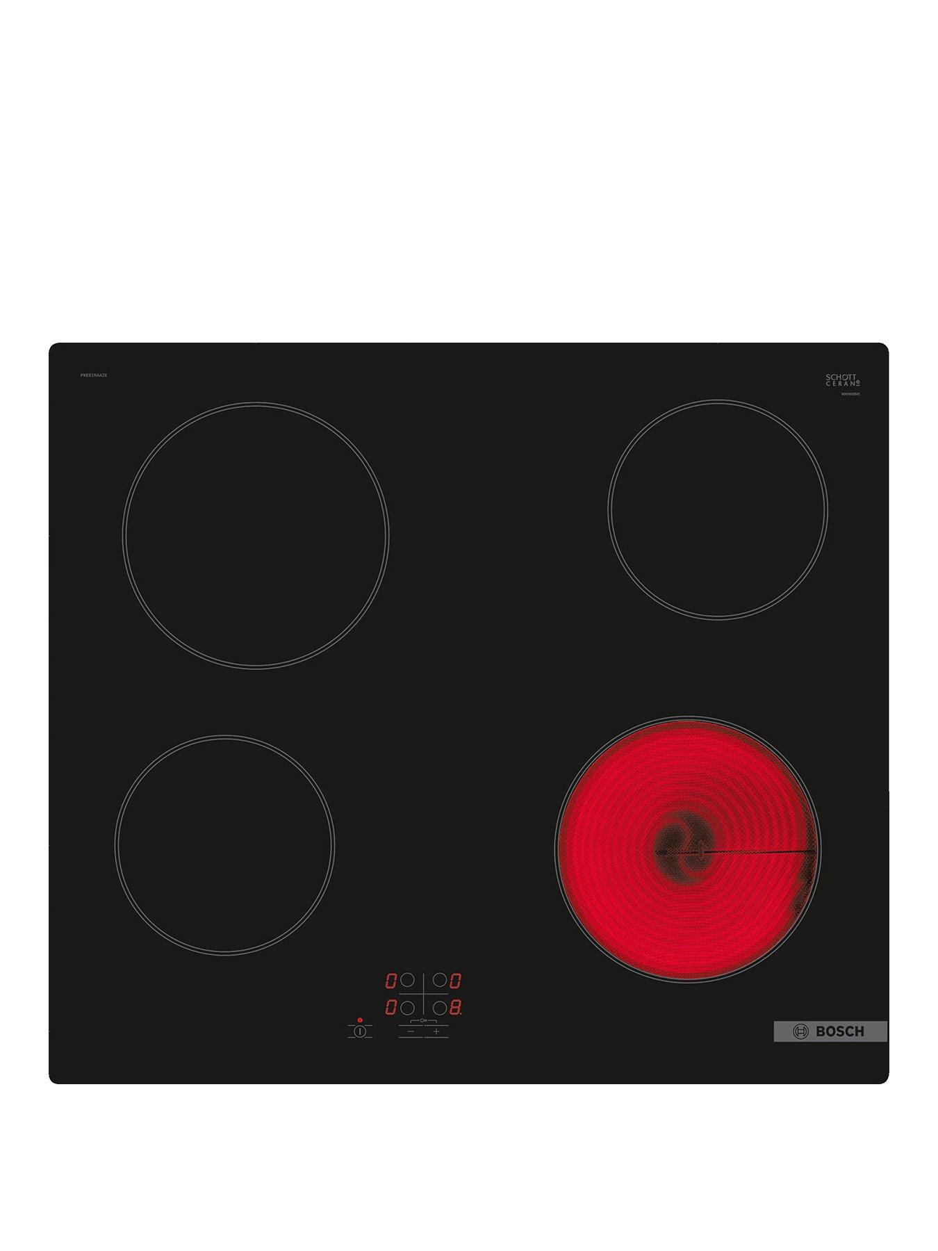 Bosch Series 2 PKE61RAA8B 60cm Ceramic Hob, Touch Control, 4 Zones - Black