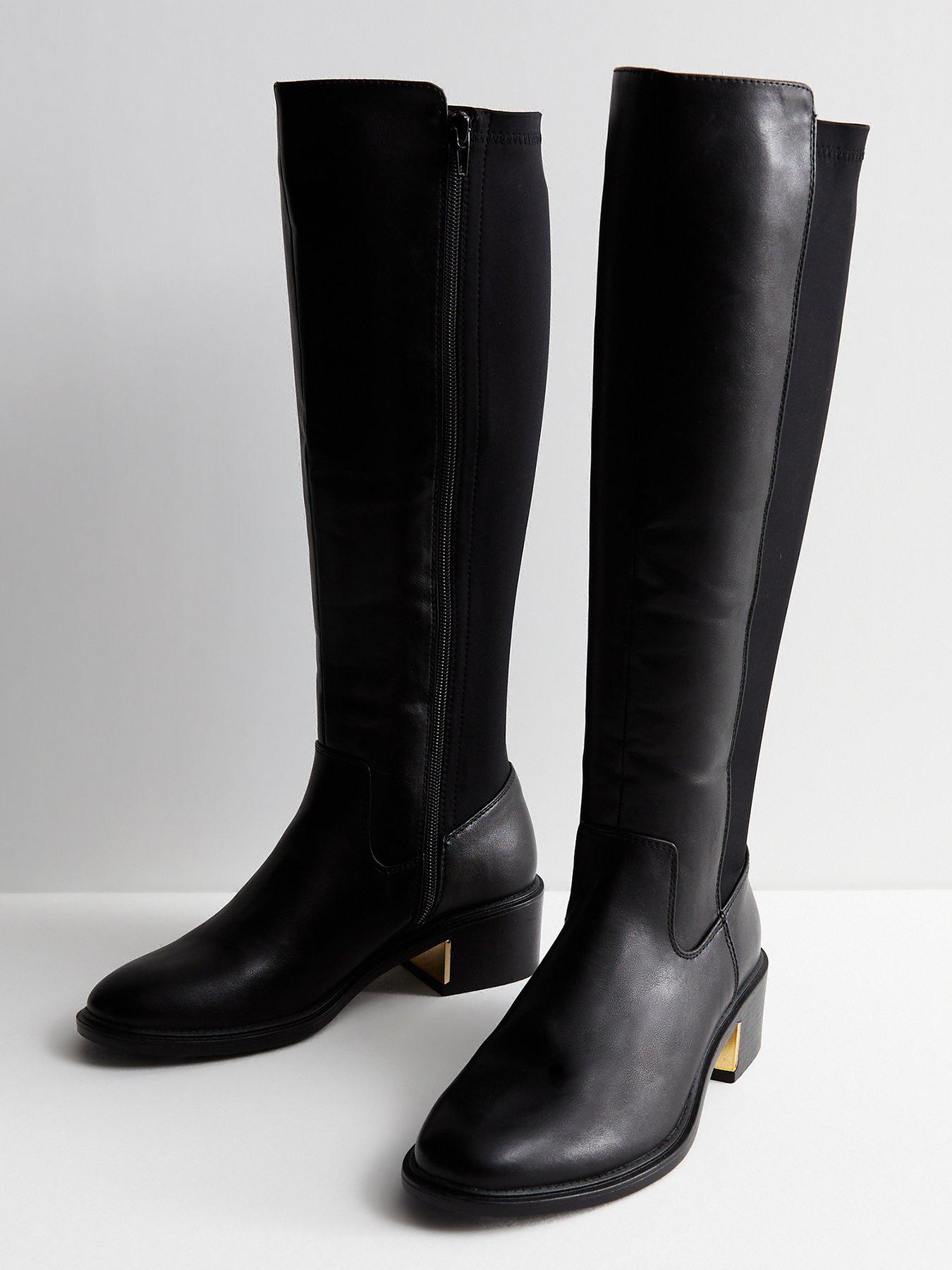 Black wet shop look boots