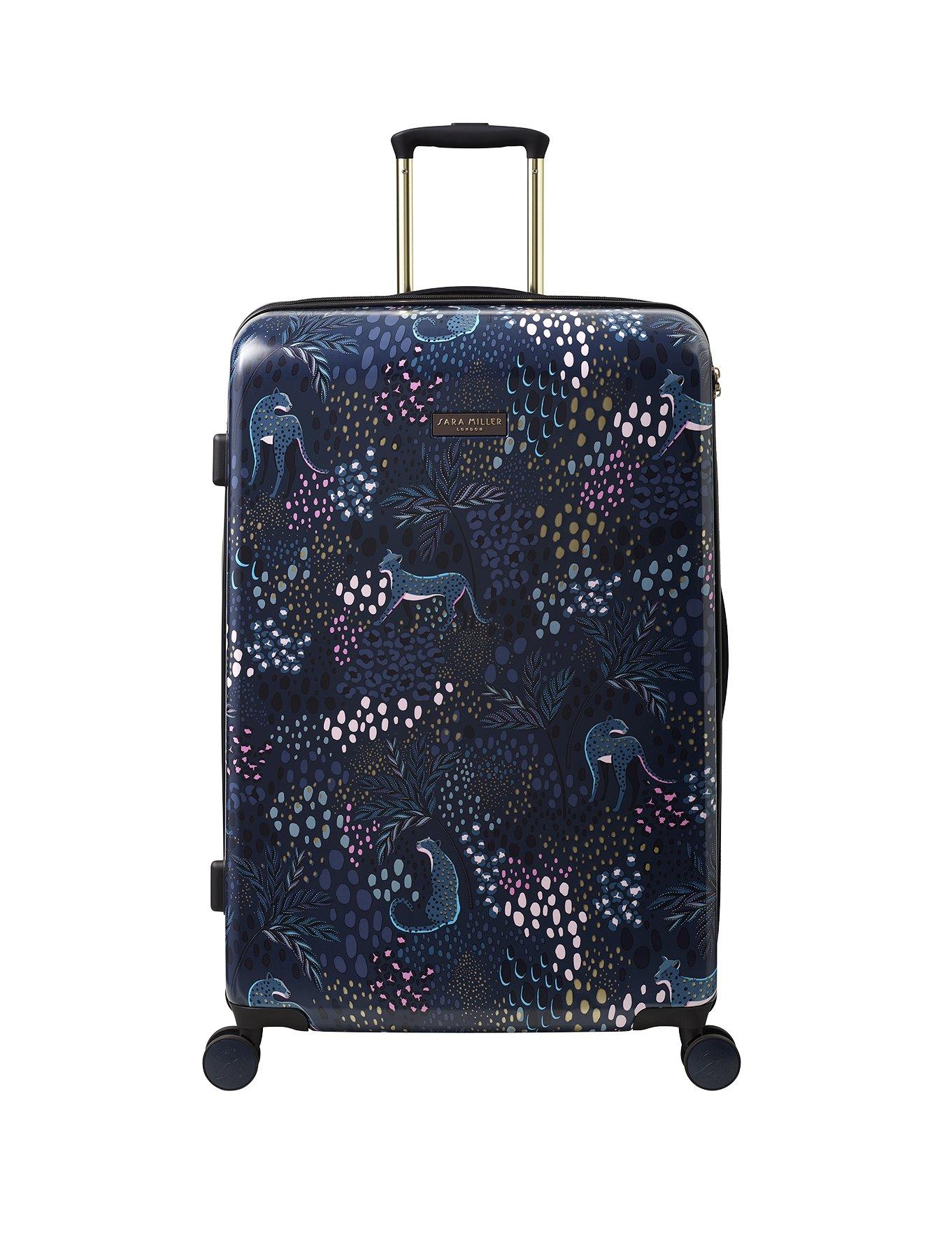  image of sara-miller-large-midnight-leopard-4-wheel-trolley-suitcase