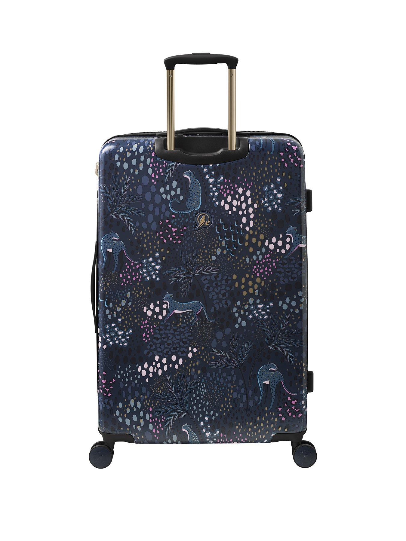  image of sara-miller-large-midnight-leopard-4-wheel-trolley-suitcase