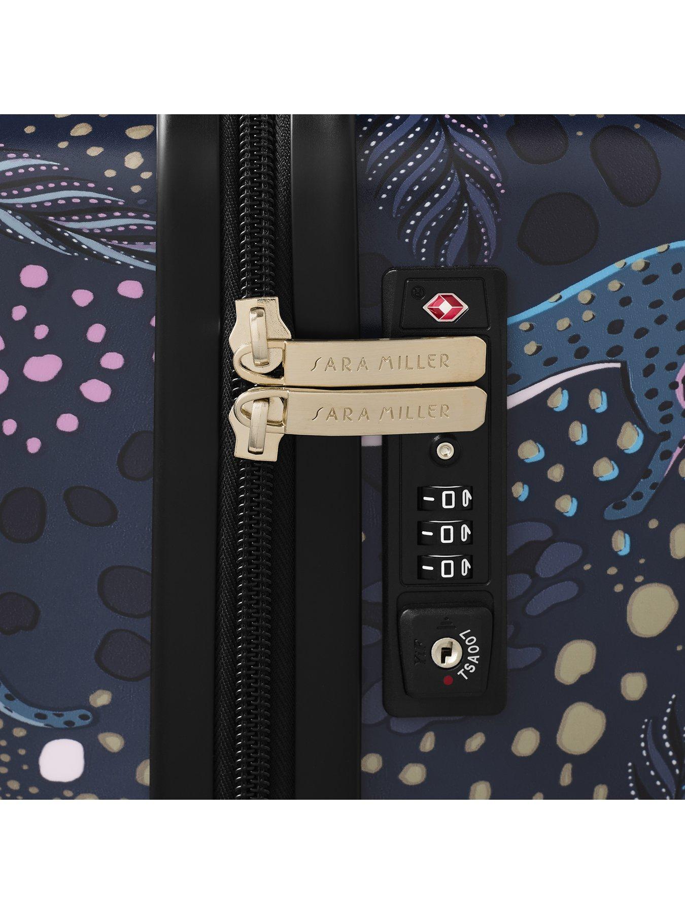  image of sara-miller-large-midnight-leopard-4-wheel-trolley-suitcase