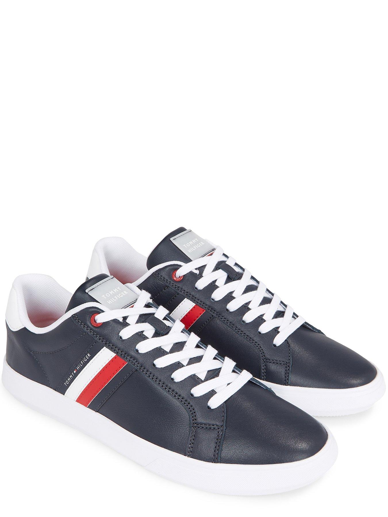  image of tommy-hilfiger-essential-leather-cupsole-trainers-navy