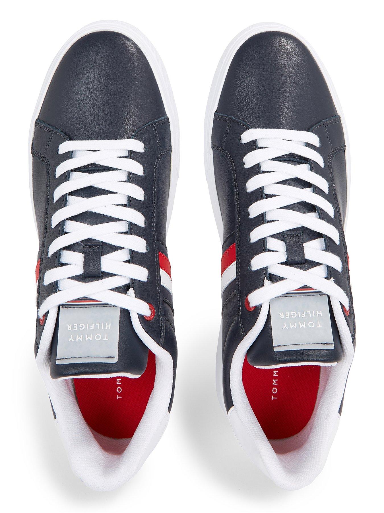  image of tommy-hilfiger-essential-leather-cupsole-trainers-navy