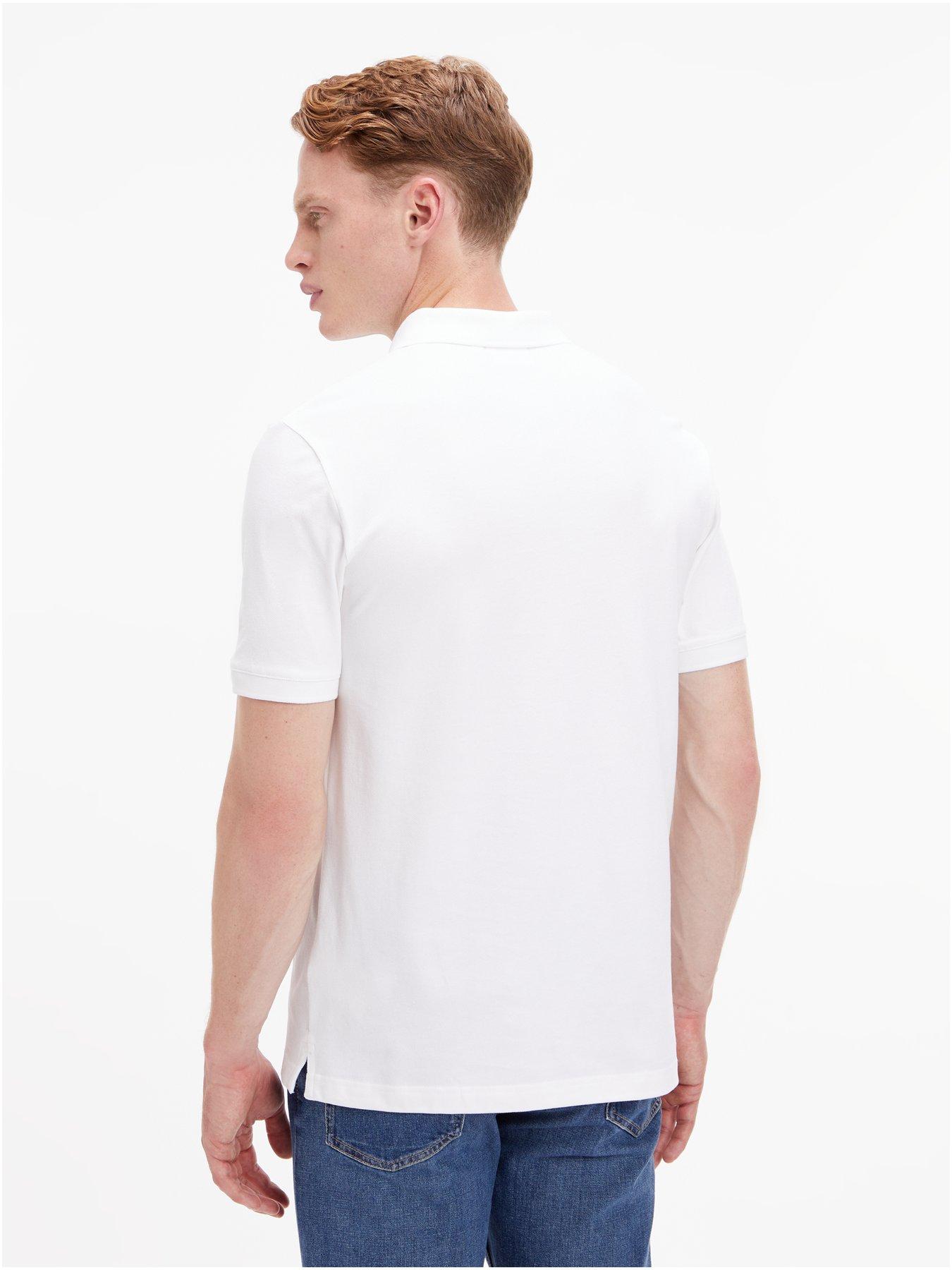  image of calvin-klein-stretch-pique-slim-button-polo-shirt-white