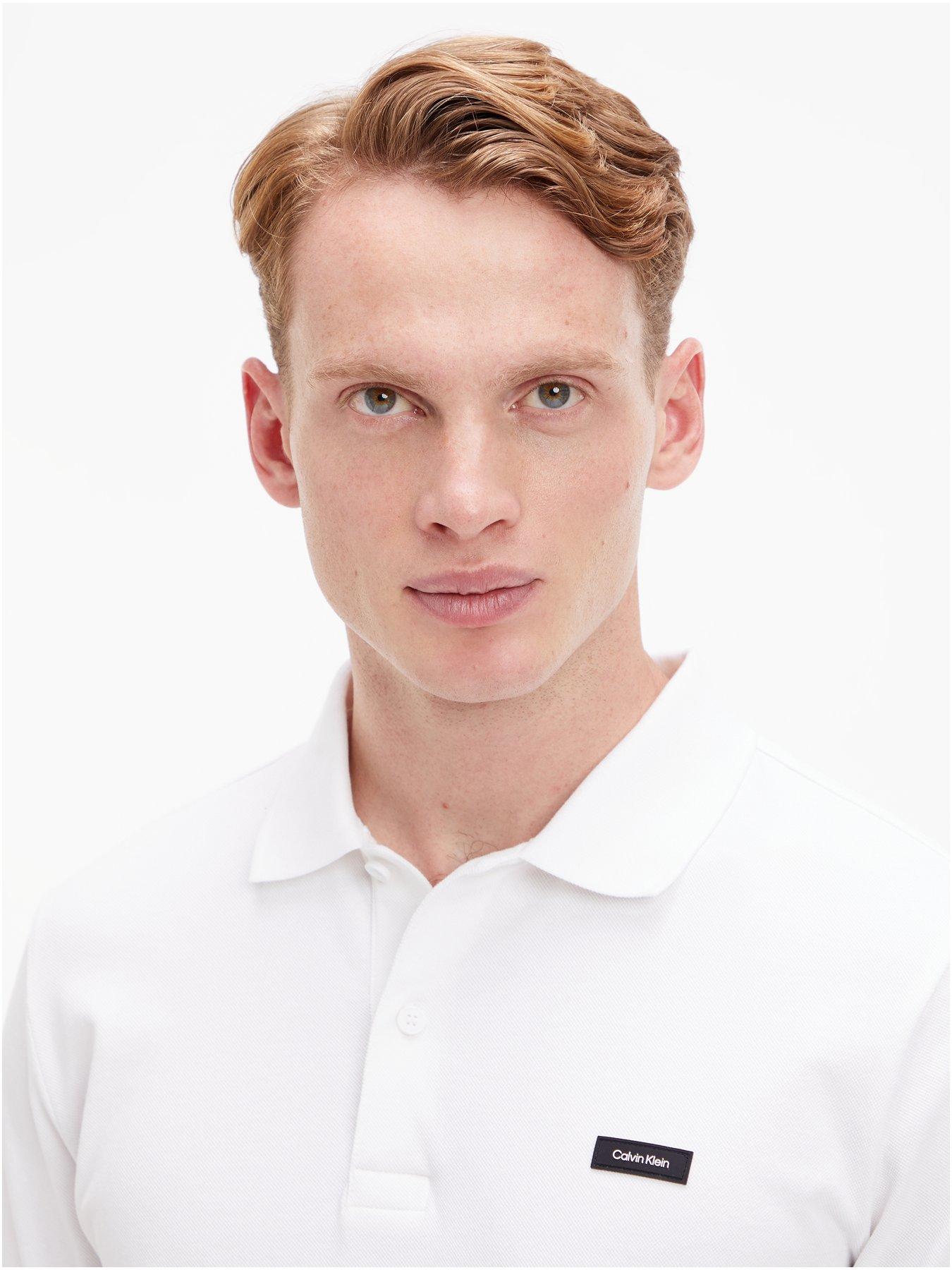  image of calvin-klein-stretch-pique-slim-button-polo-shirt-white