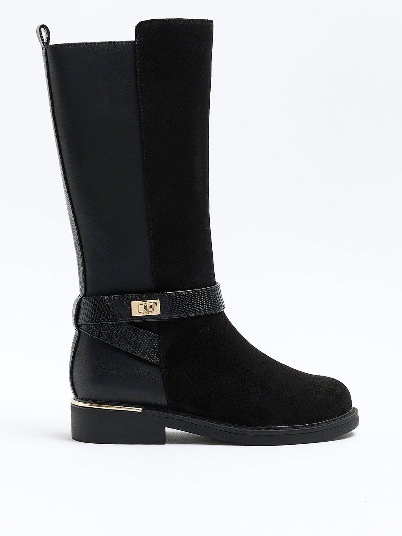 River island black deals knee high boots