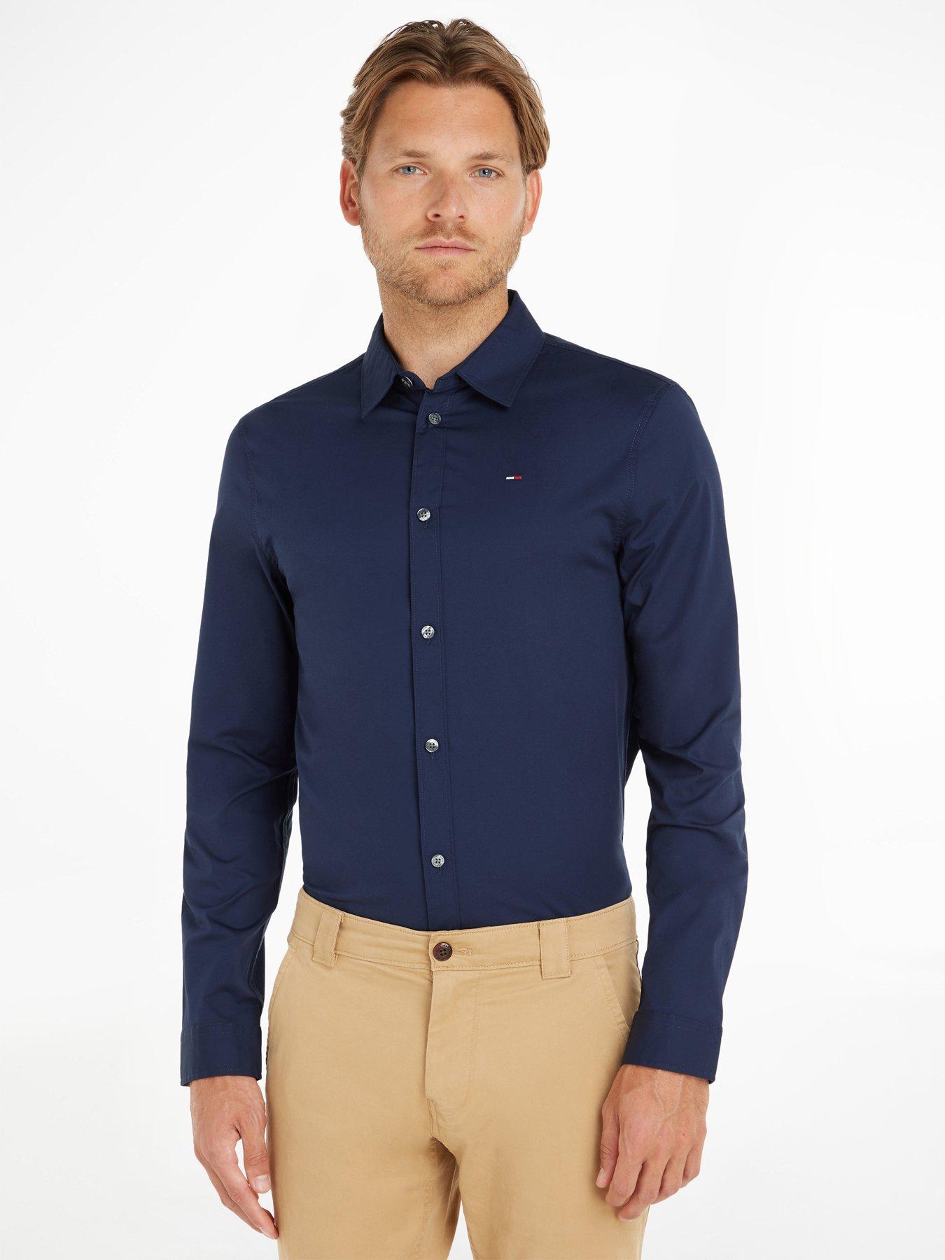 Tommy Jeans Original Stretch Slim Fit Long Sleeve  Shirt - Navy