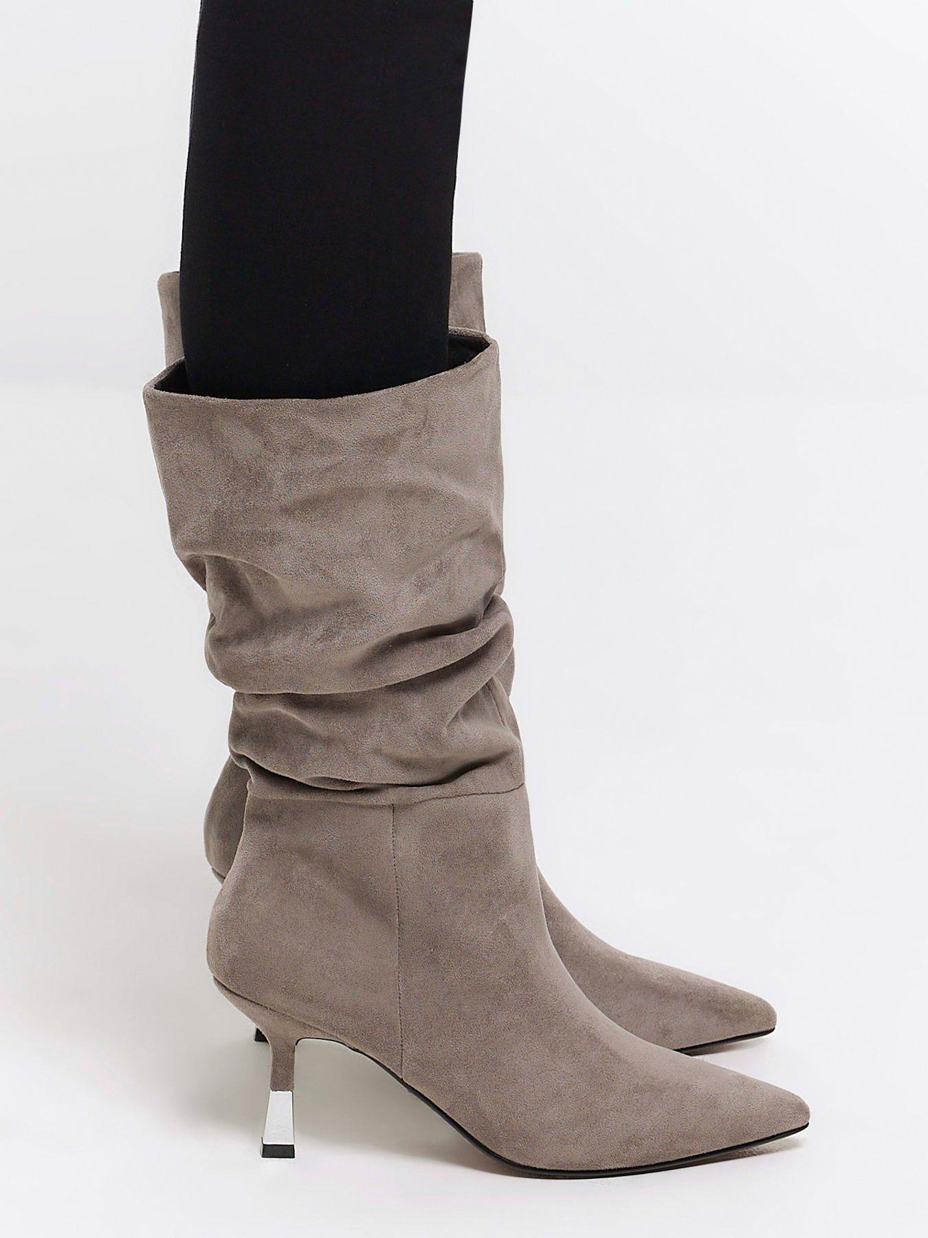 Slouched High Leg Boot Grey