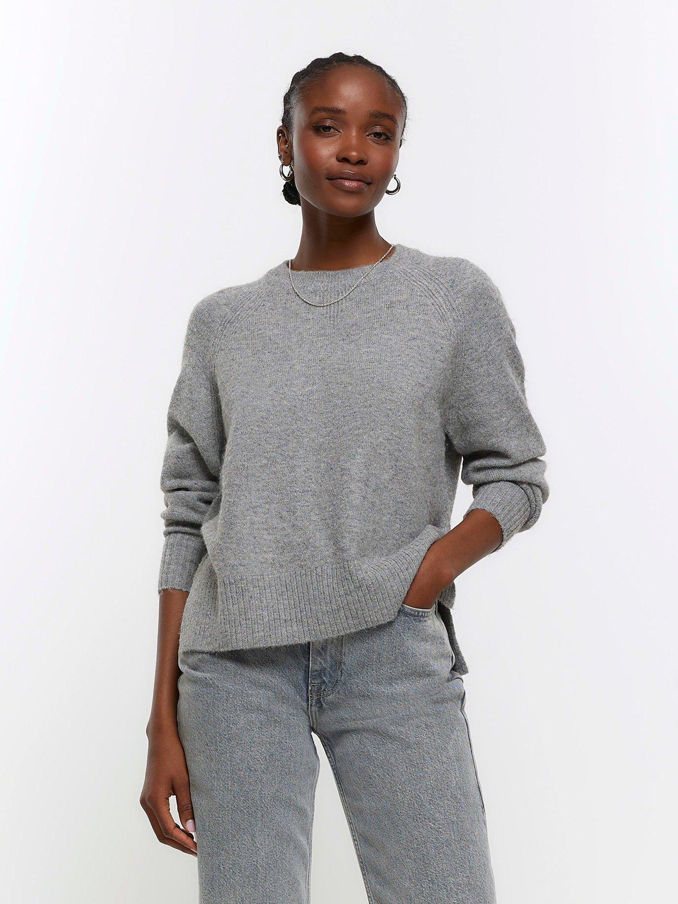 River Island Oversized Jumper Dark Grey littlewoods