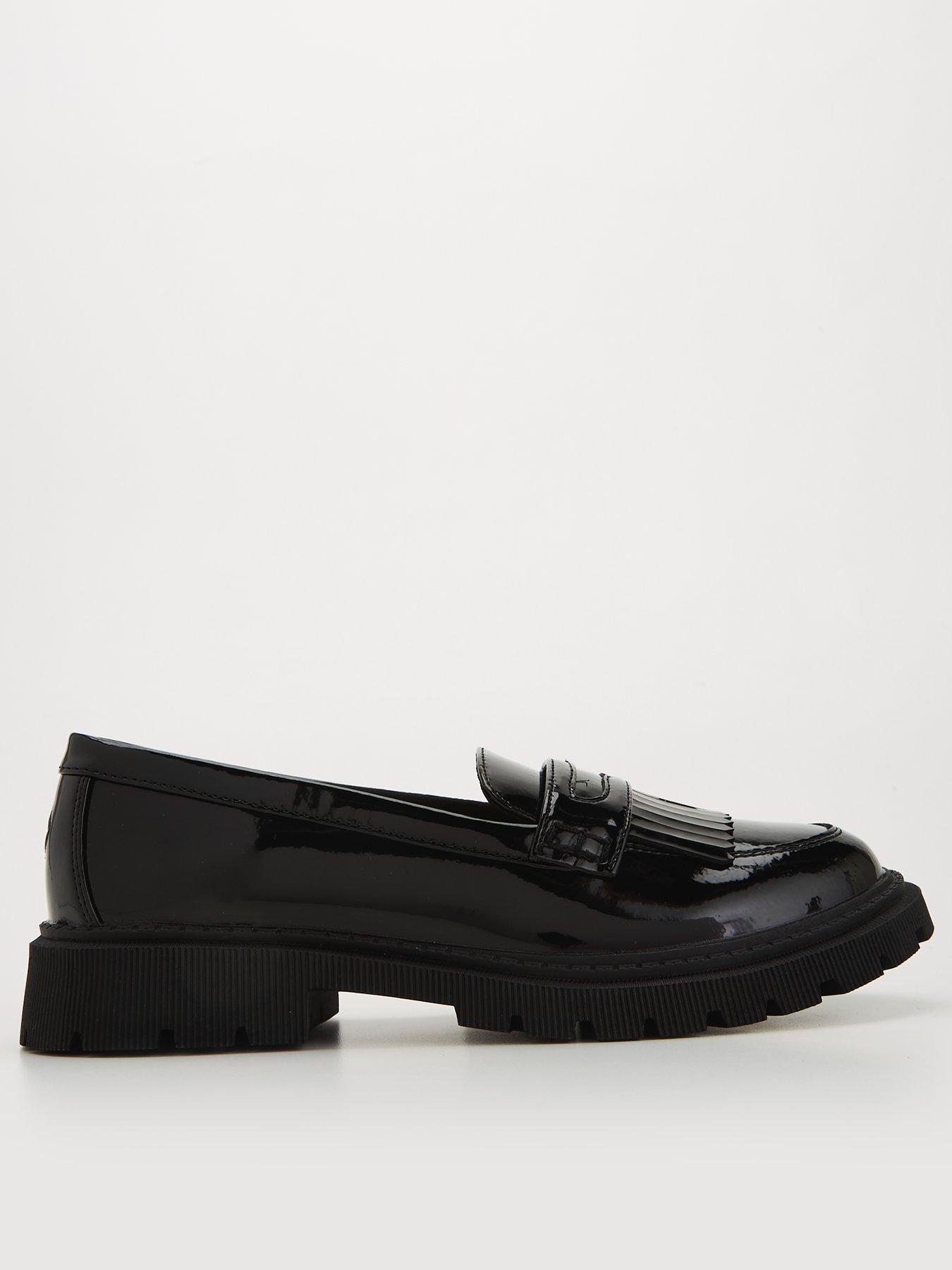 undefined Older Girls Patent Leather Loafer School Shoe Chunky Sole