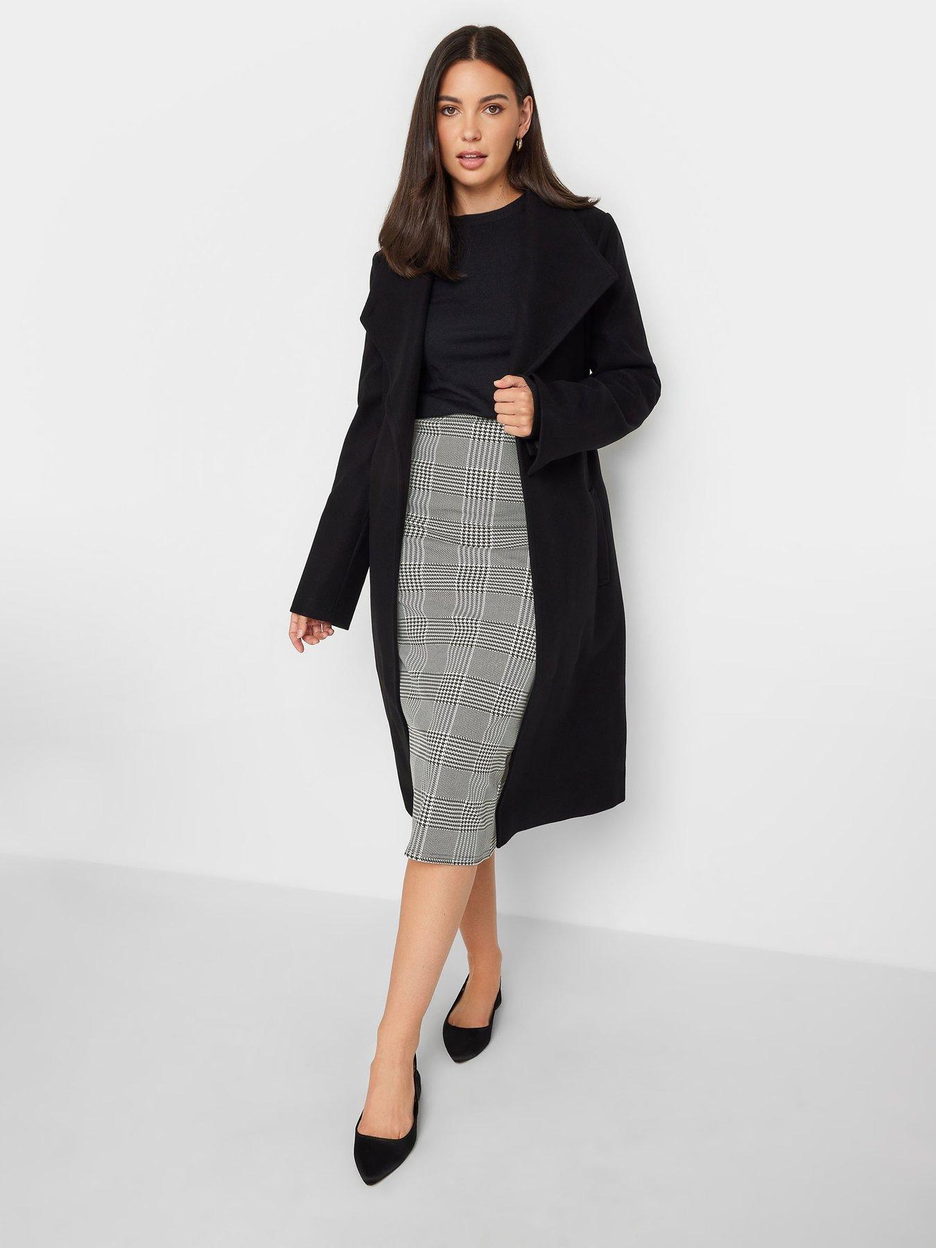 Long Tall Sally Mono Check Midi Skirt littlewoods