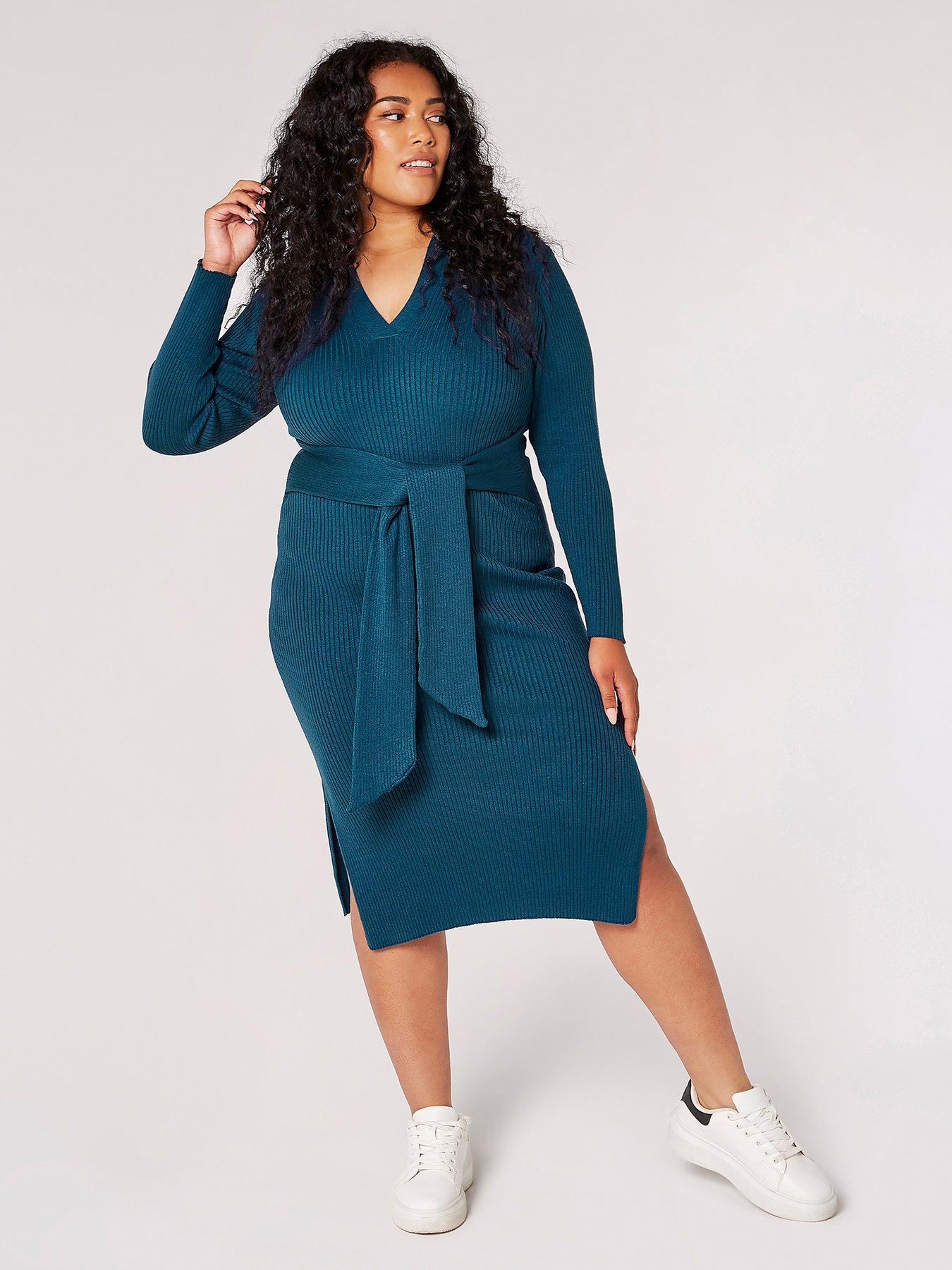 Apricot Curve Front Tie Waist Knit Dress | littlewoods.com