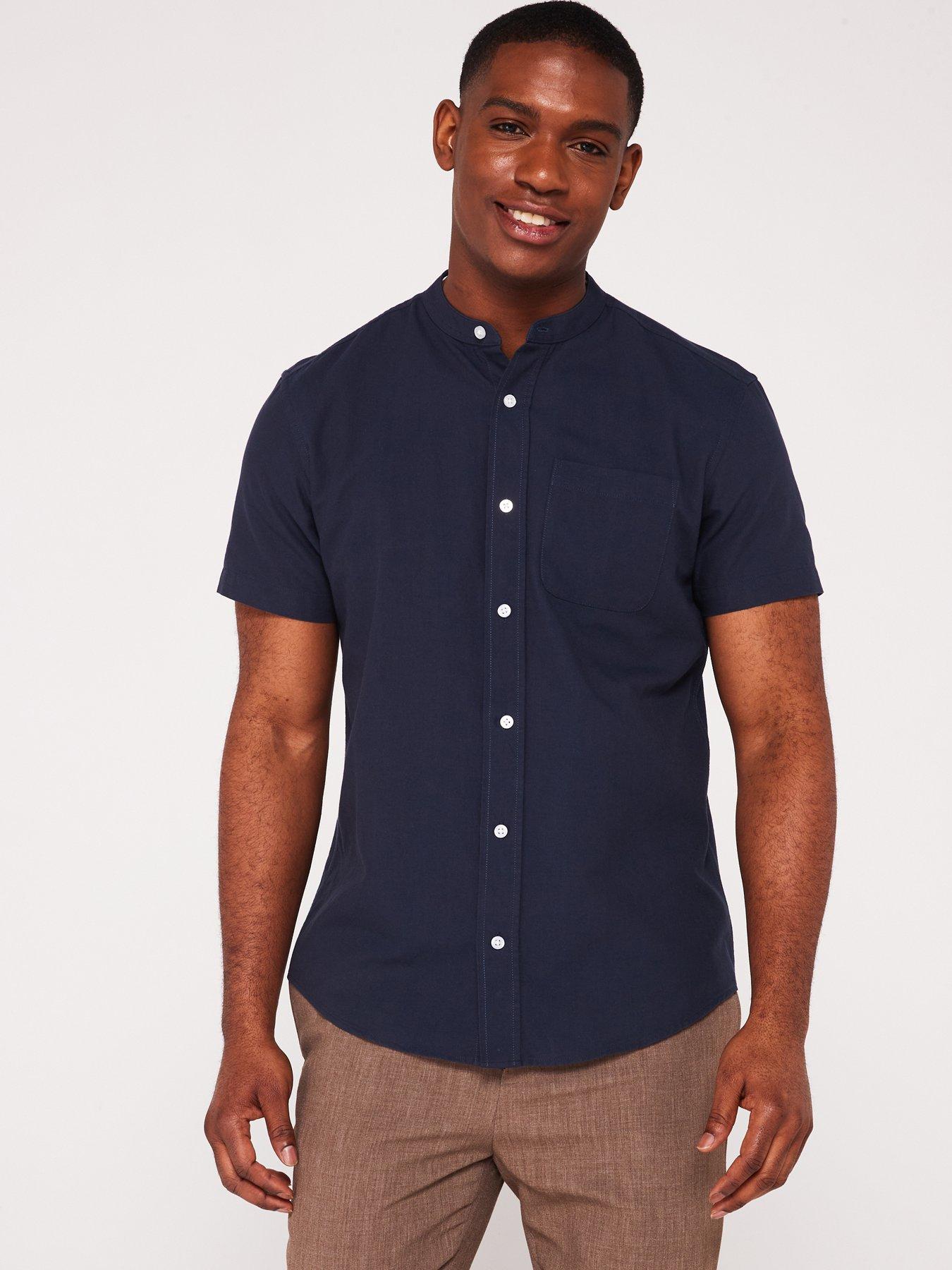 Everyday Short Sleeve Oxford Grandad - Navy | littlewoods.com