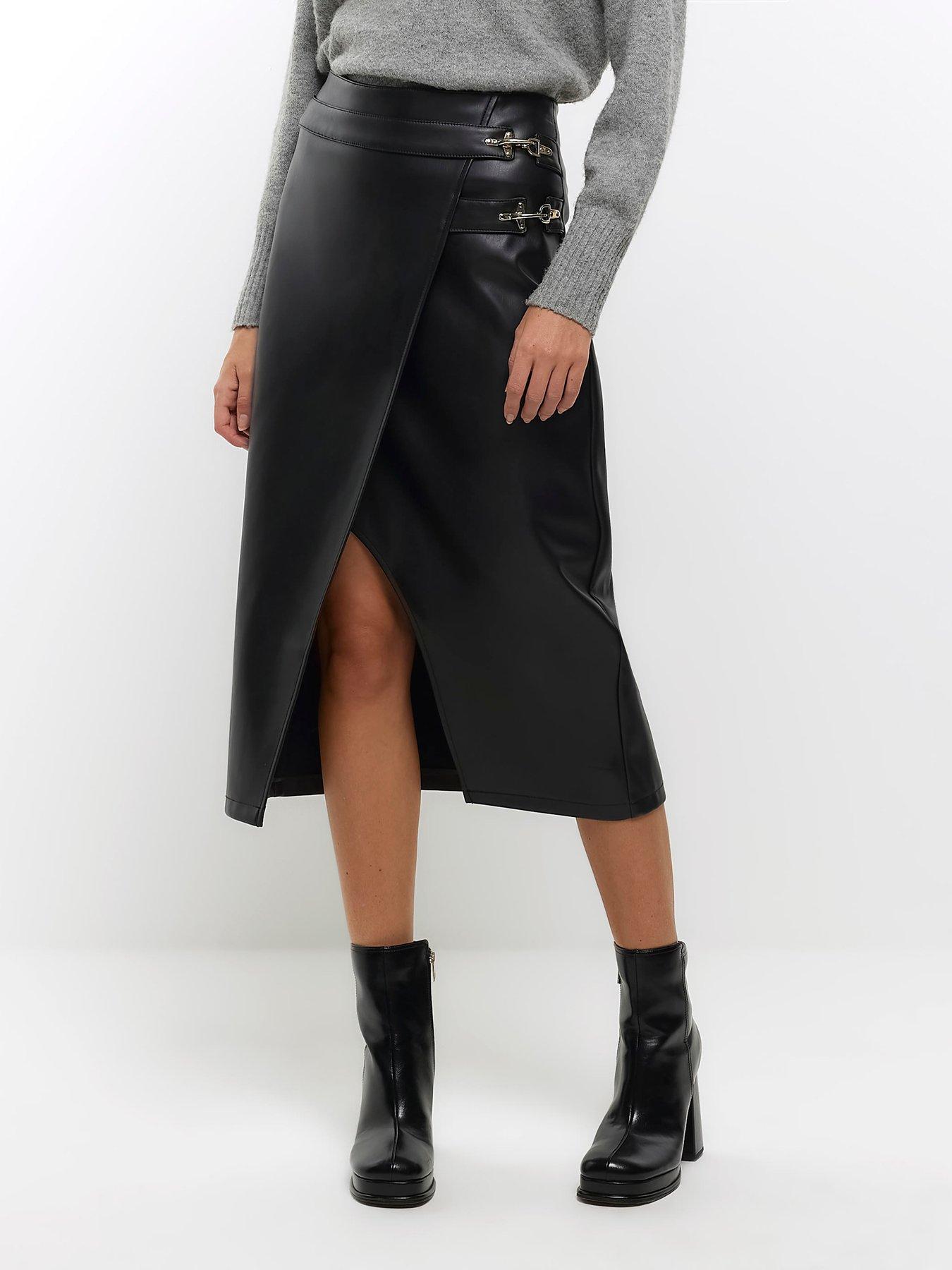 River Island Utility Asymmetric Wrap Skirt - Black | littlewoods.com