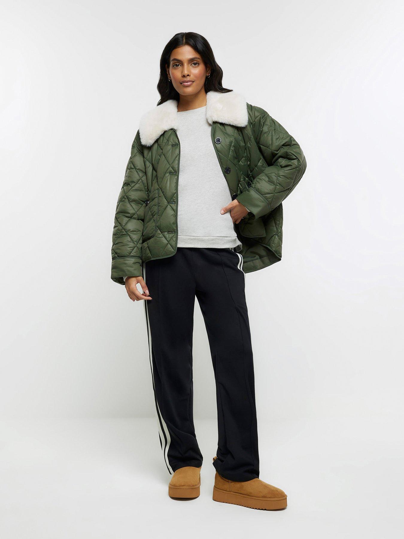 River island green sales fur coat