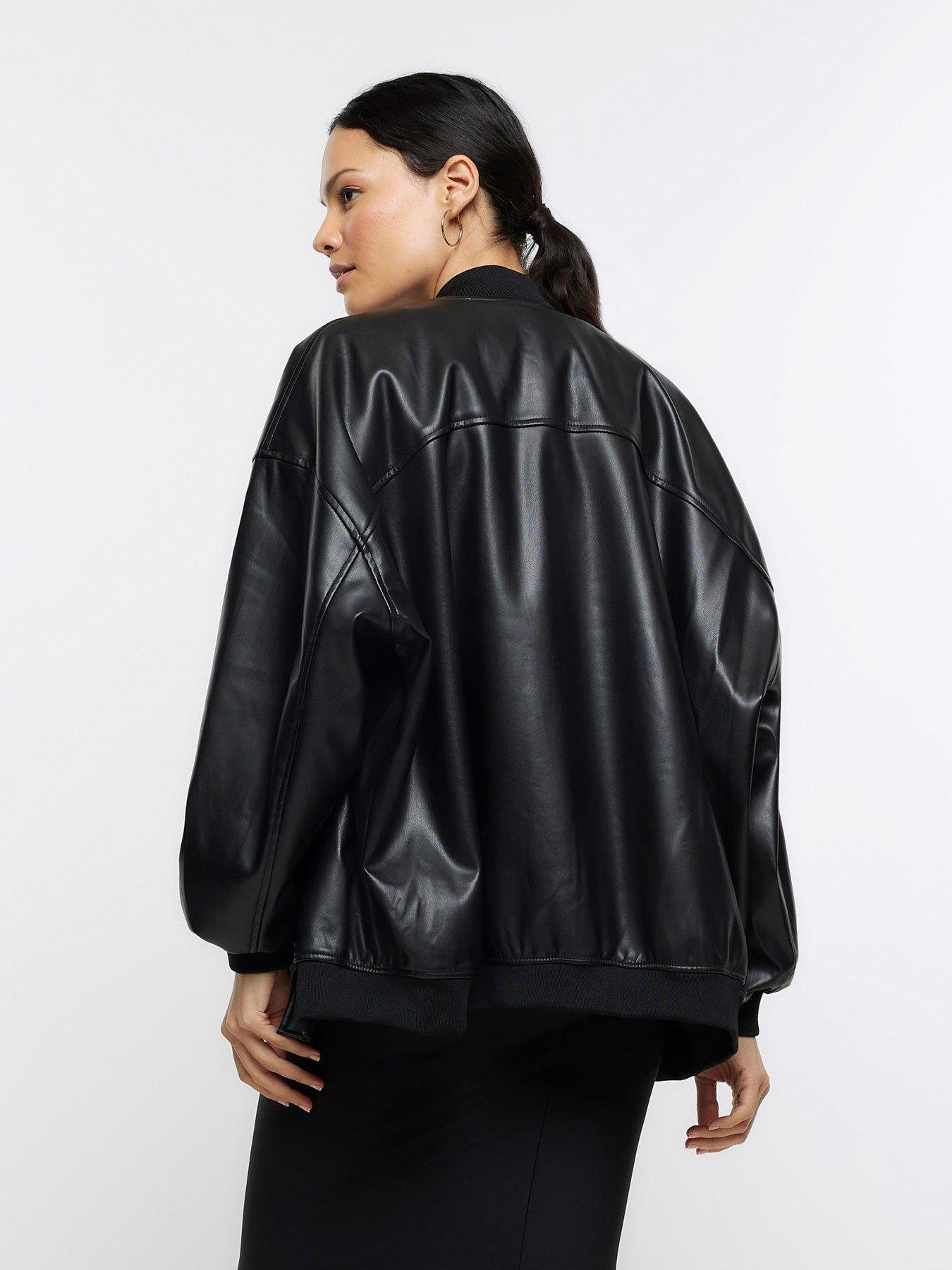 Faux Leather Bomber Jacket Black