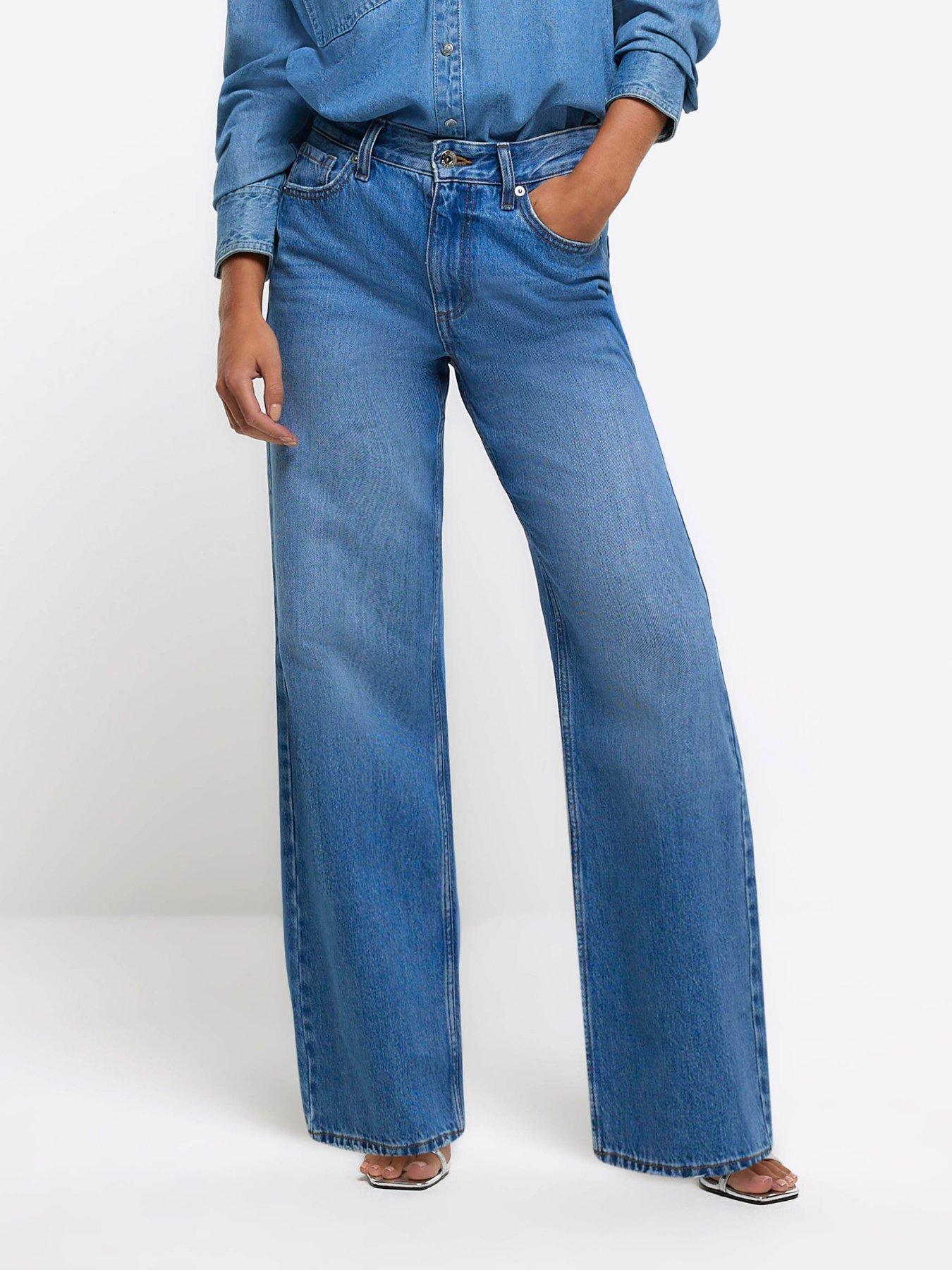 River Island Petite 90s Straight Jagger Jeans Blue littlewoods