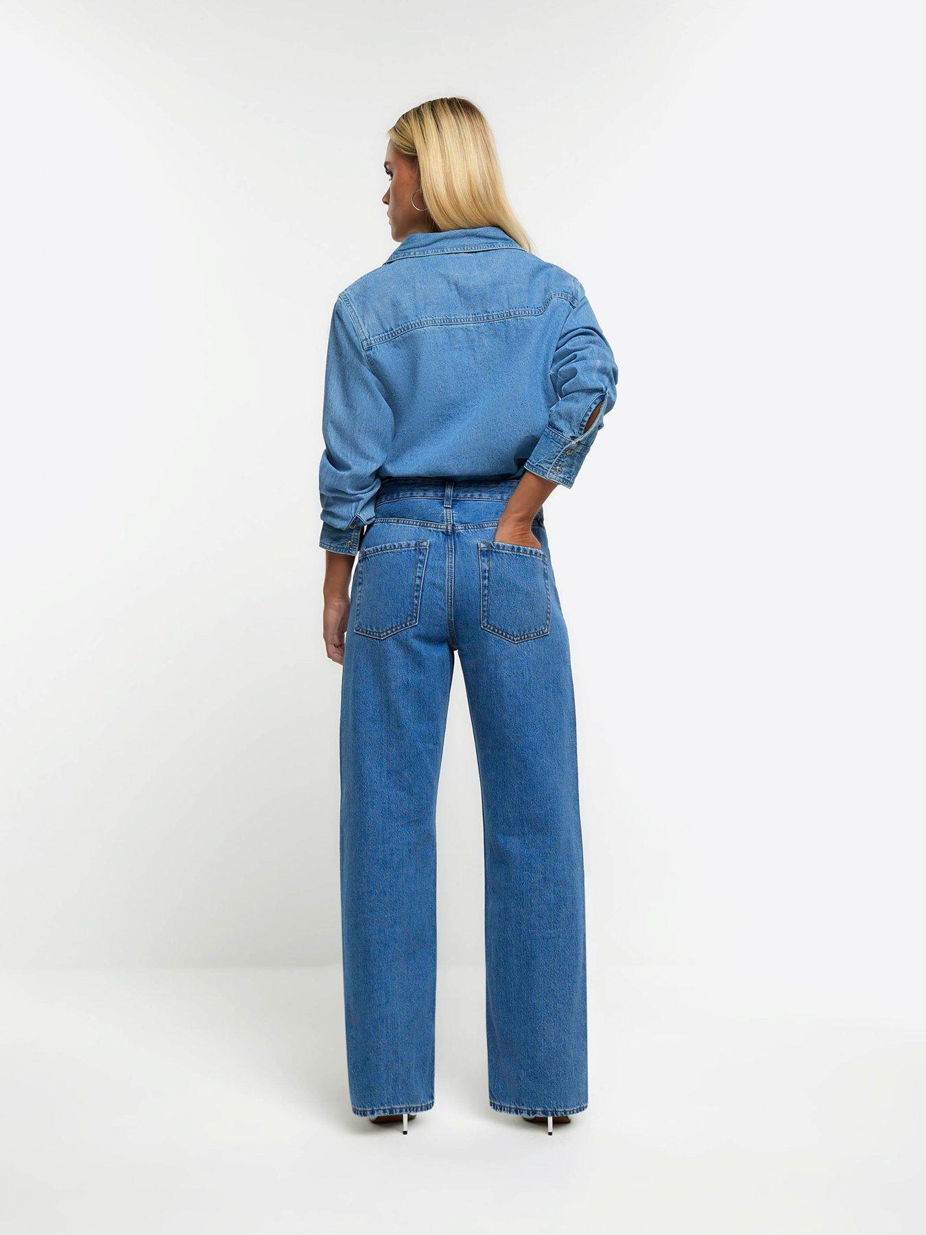 River Island Petite 90s Long Straight Jagger Jeans - Blue 