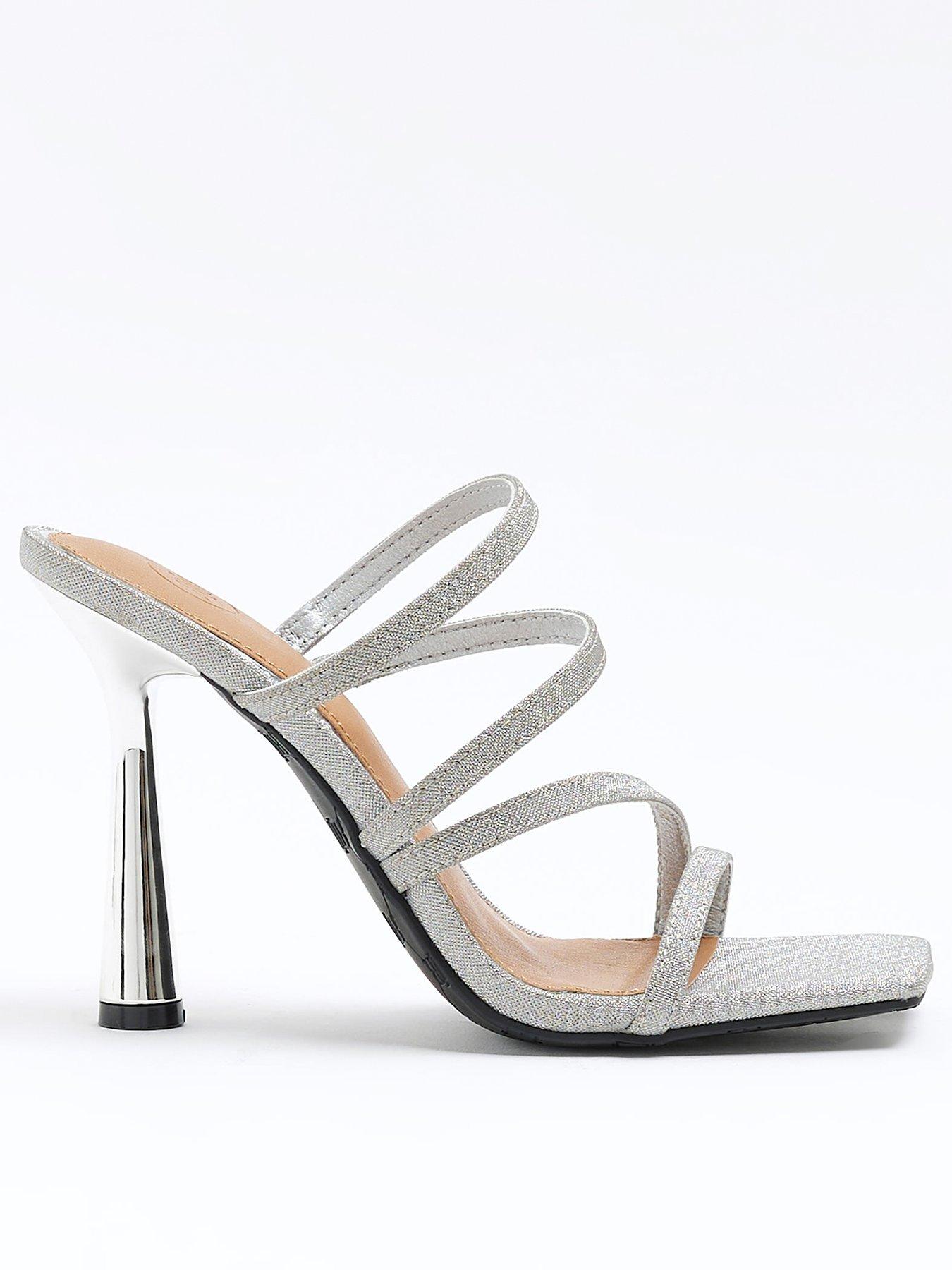 Wide fit sale silver strappy heels