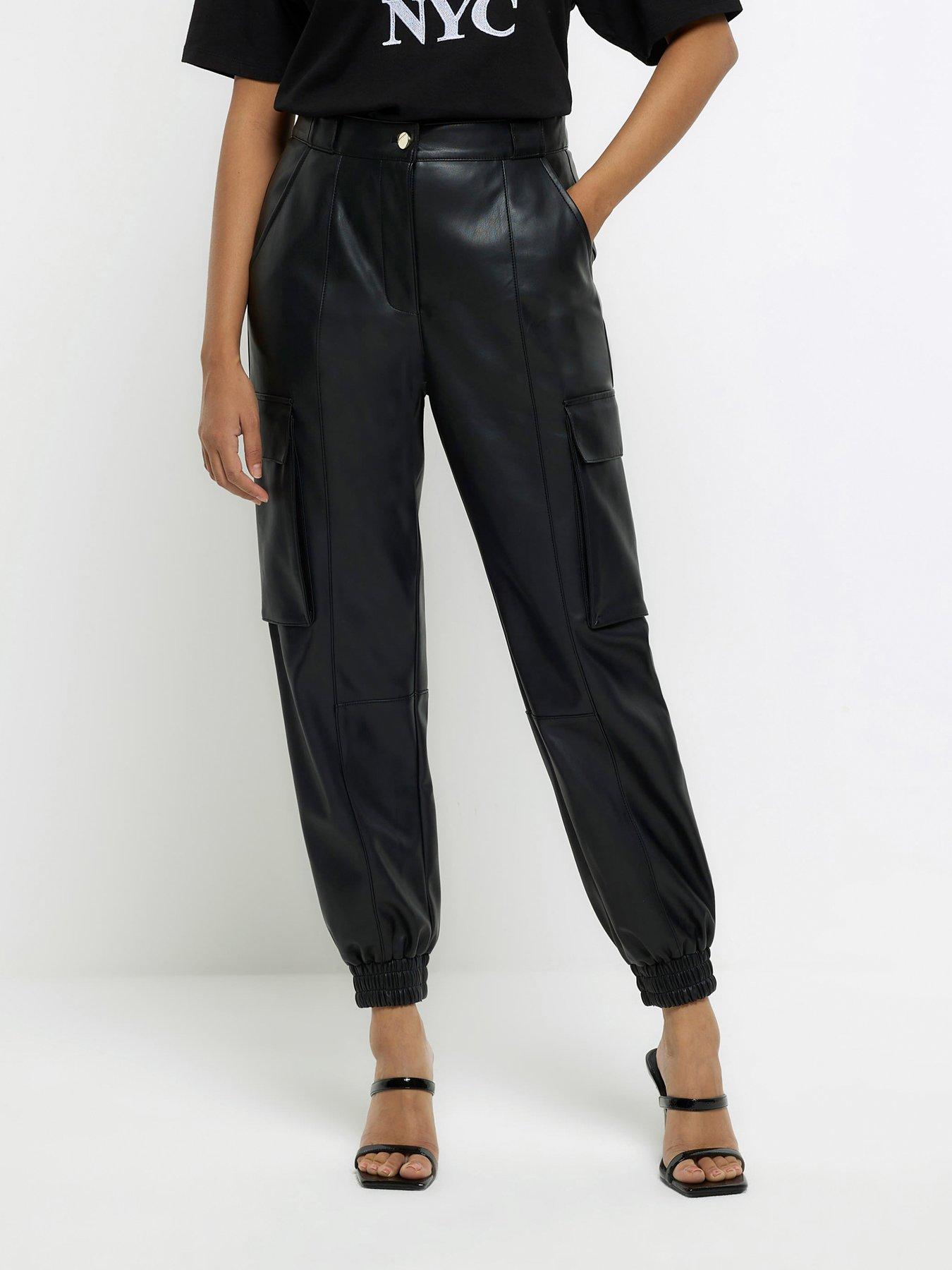 River Island Skinny Trousers Black Faux Leather Pu | Lyst UK