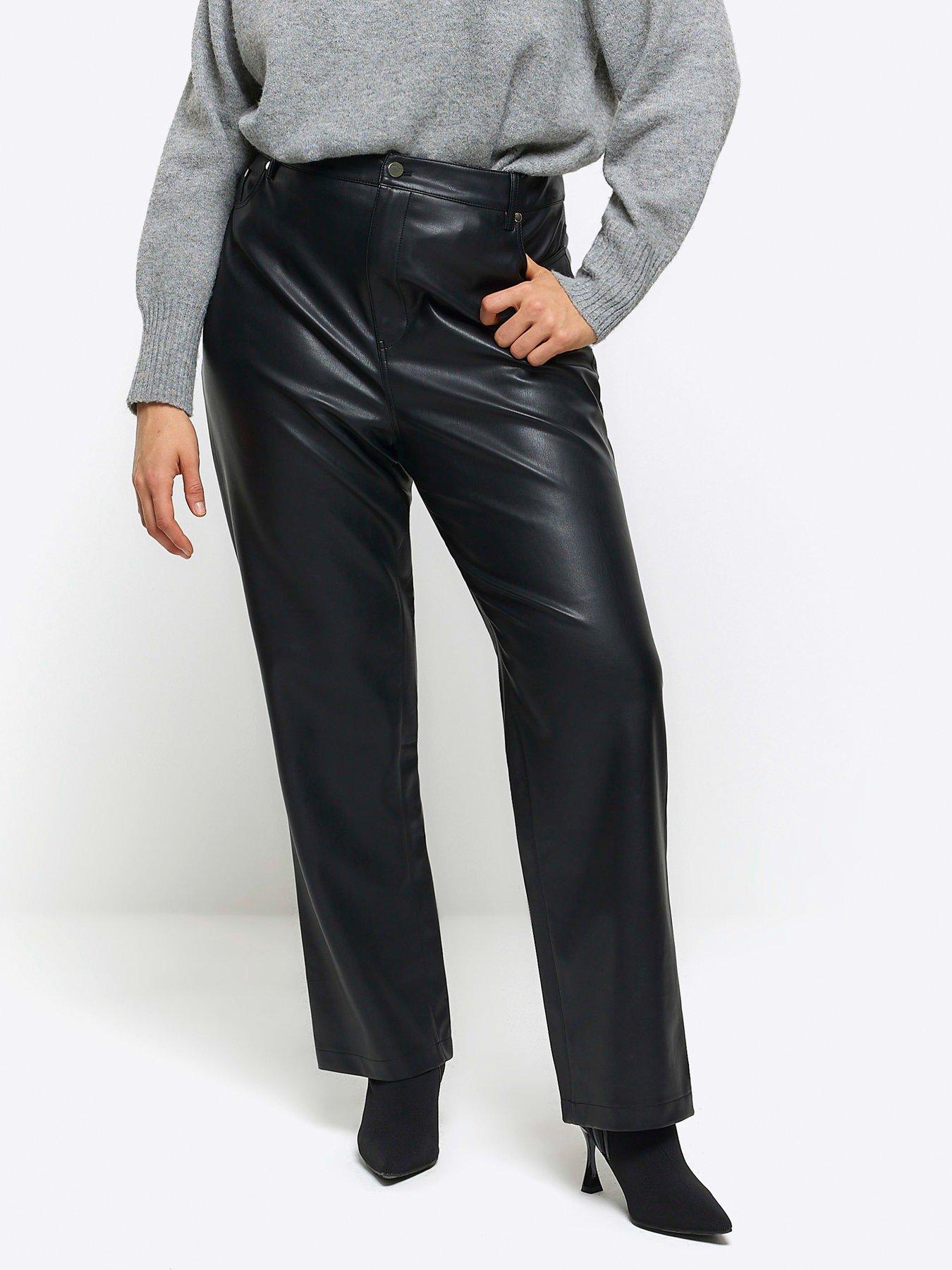 River Island Belted Faux Leather Peg Trousers In Brown | ModeSens