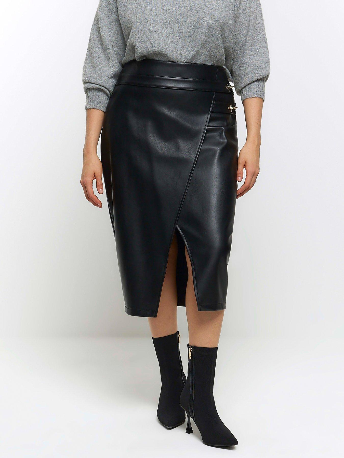 Black leather skirt on sale littlewoods