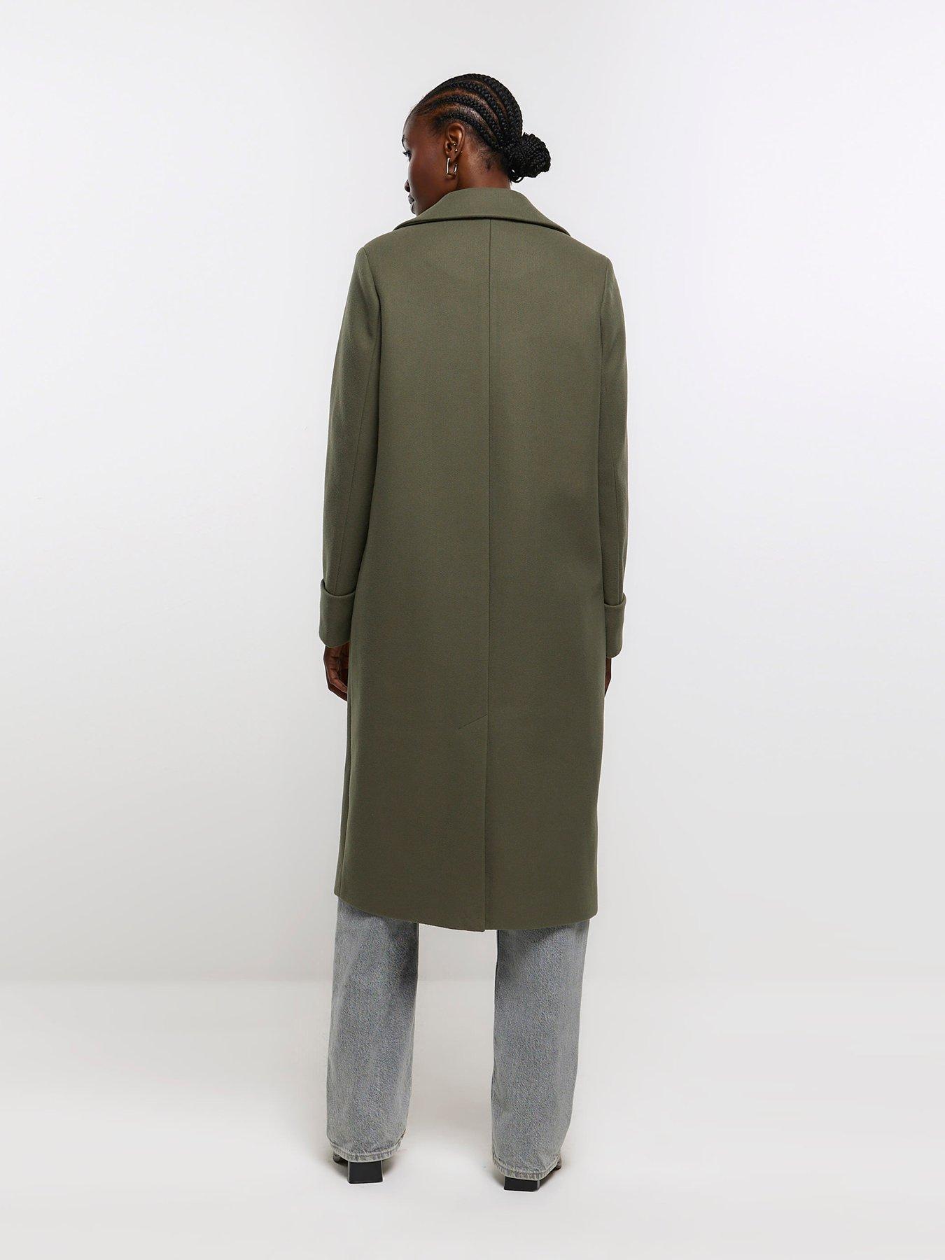 River Island Wool Coat Khaki littlewoods