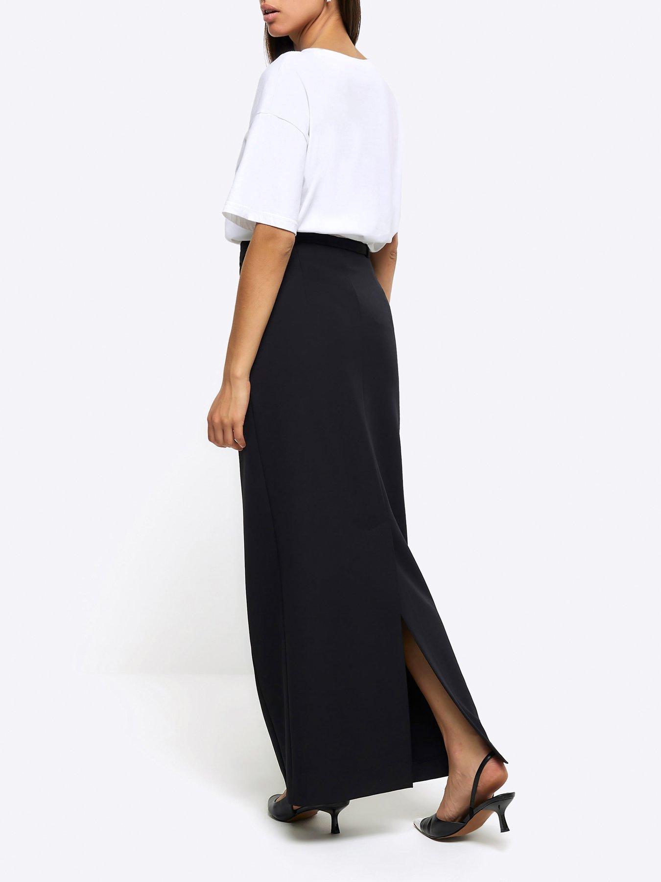 River Island A Line Maxi Pencil Skirt Black littlewoods