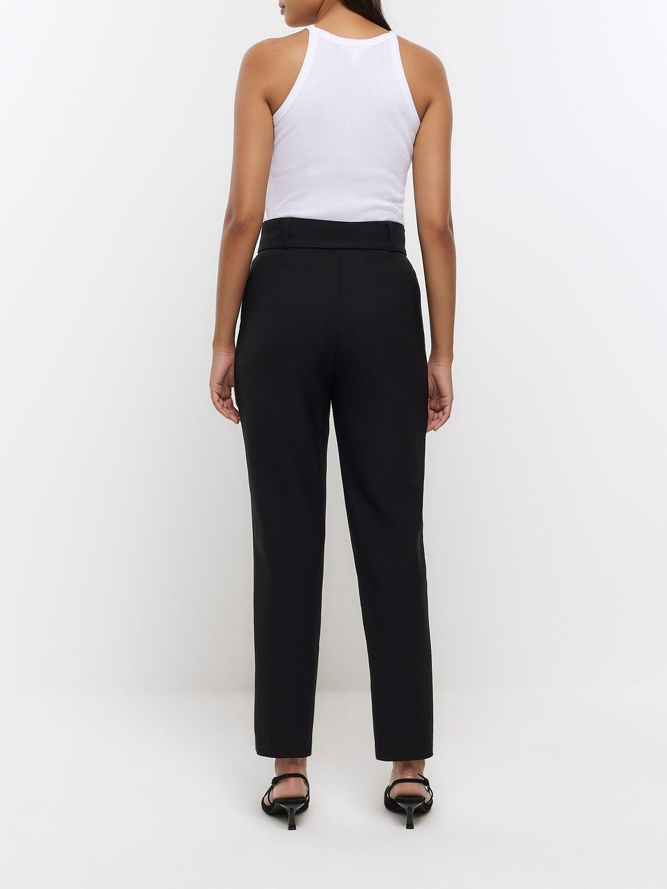 River Island Slim Leg Belted Trouser - Black