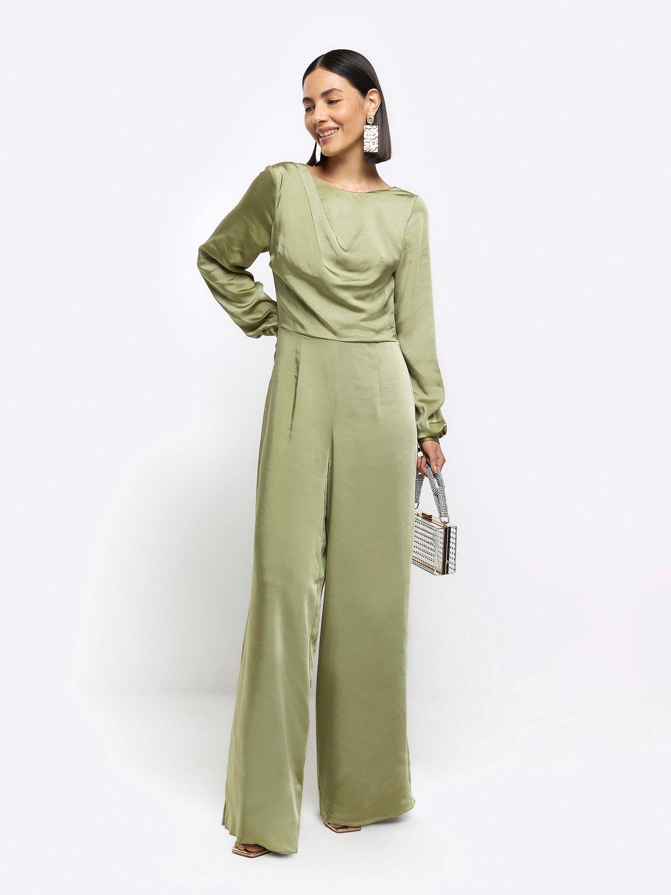 Cowl Neck Jumpsuit Green