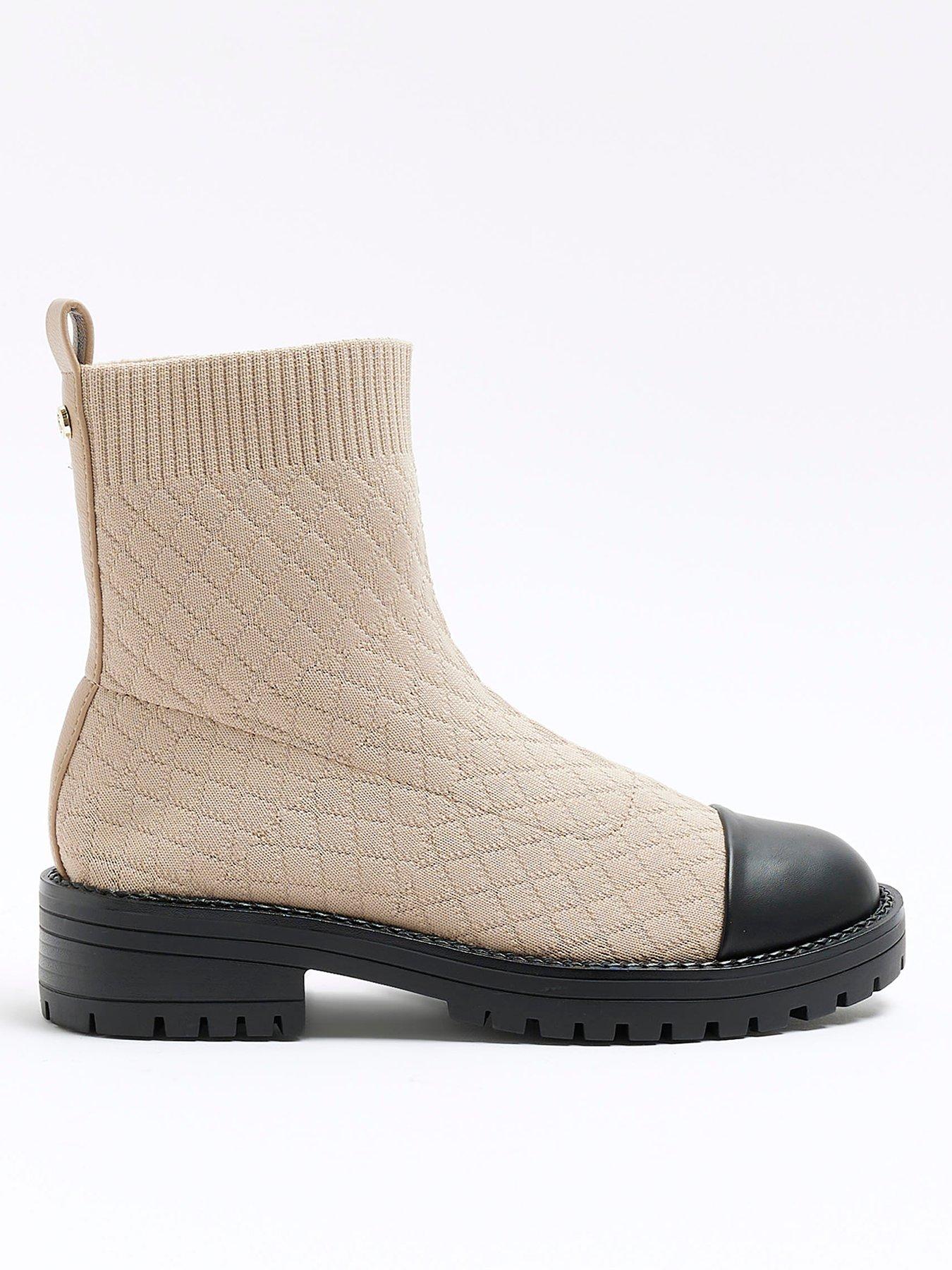 undefined Quilted Sock Boot - Cream