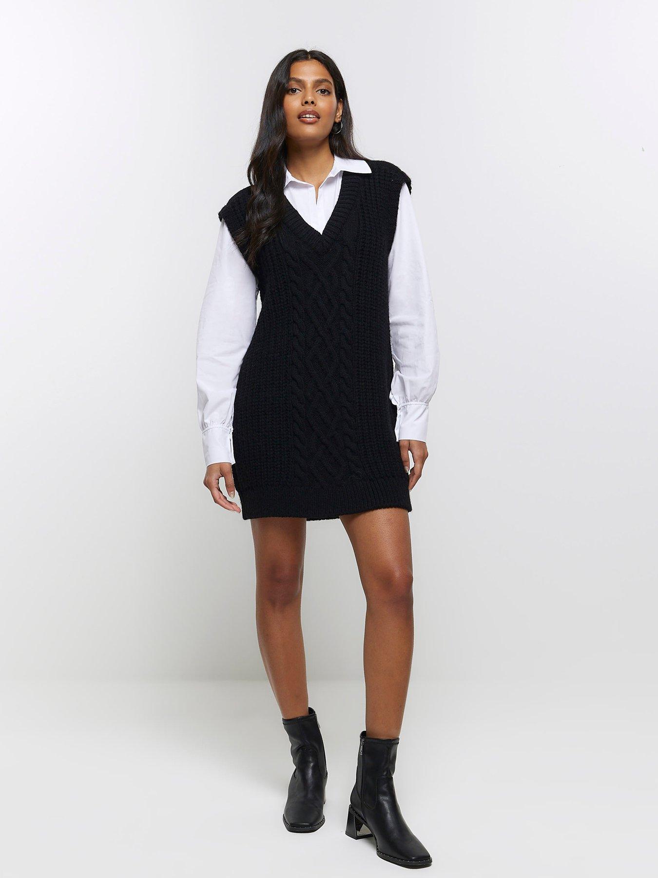 Black cable best sale knit dress