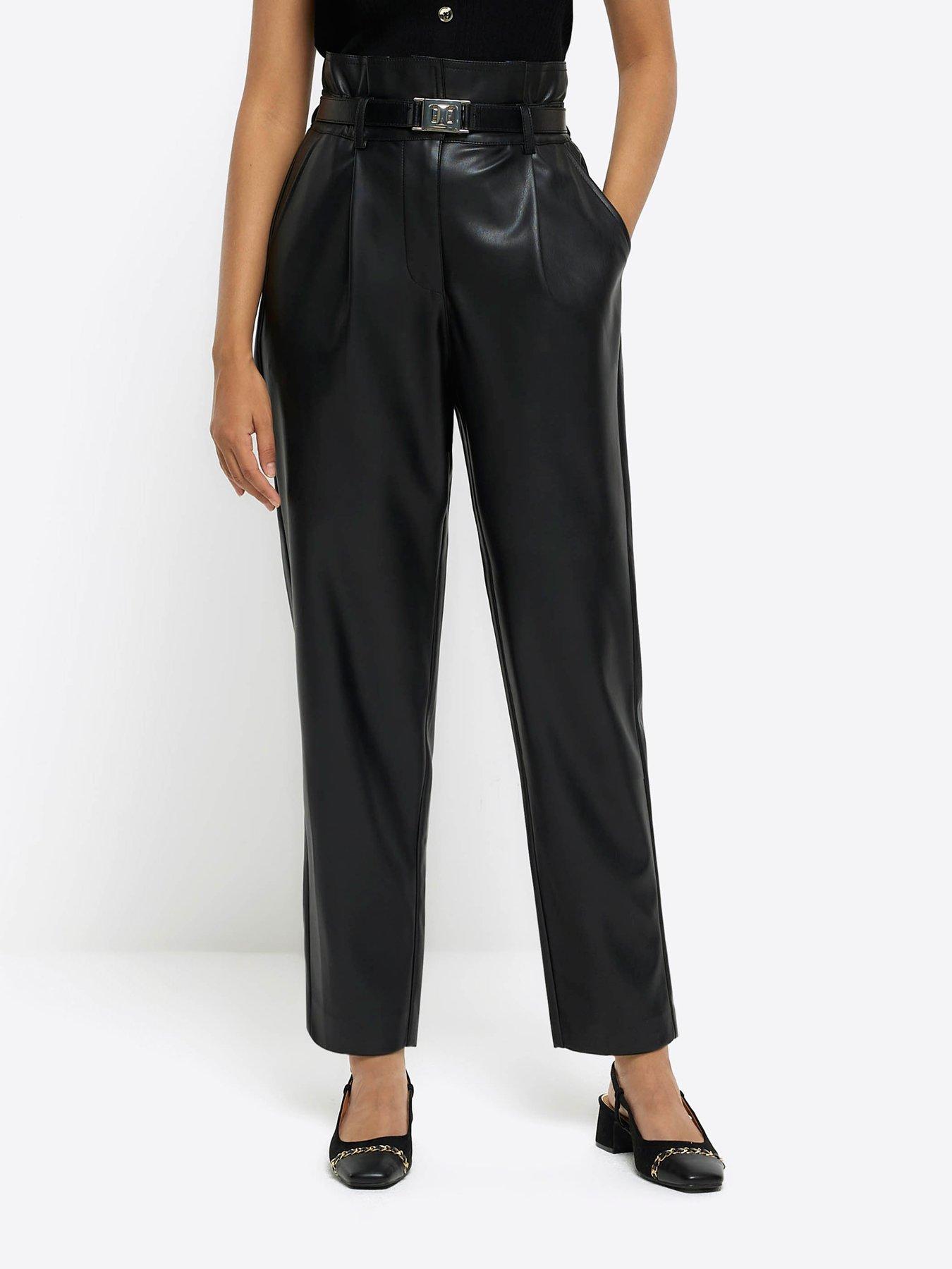 River Island faux leather straight leg trouser in black | ASOS | Straight  leg pants, Straight leg trousers, Leggings are not pants