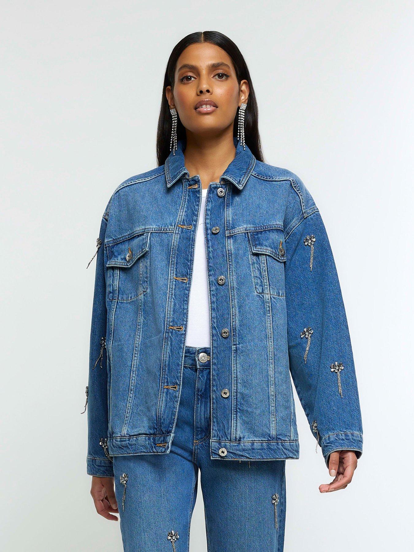 Embellished Trucker Jacket Mid Denim