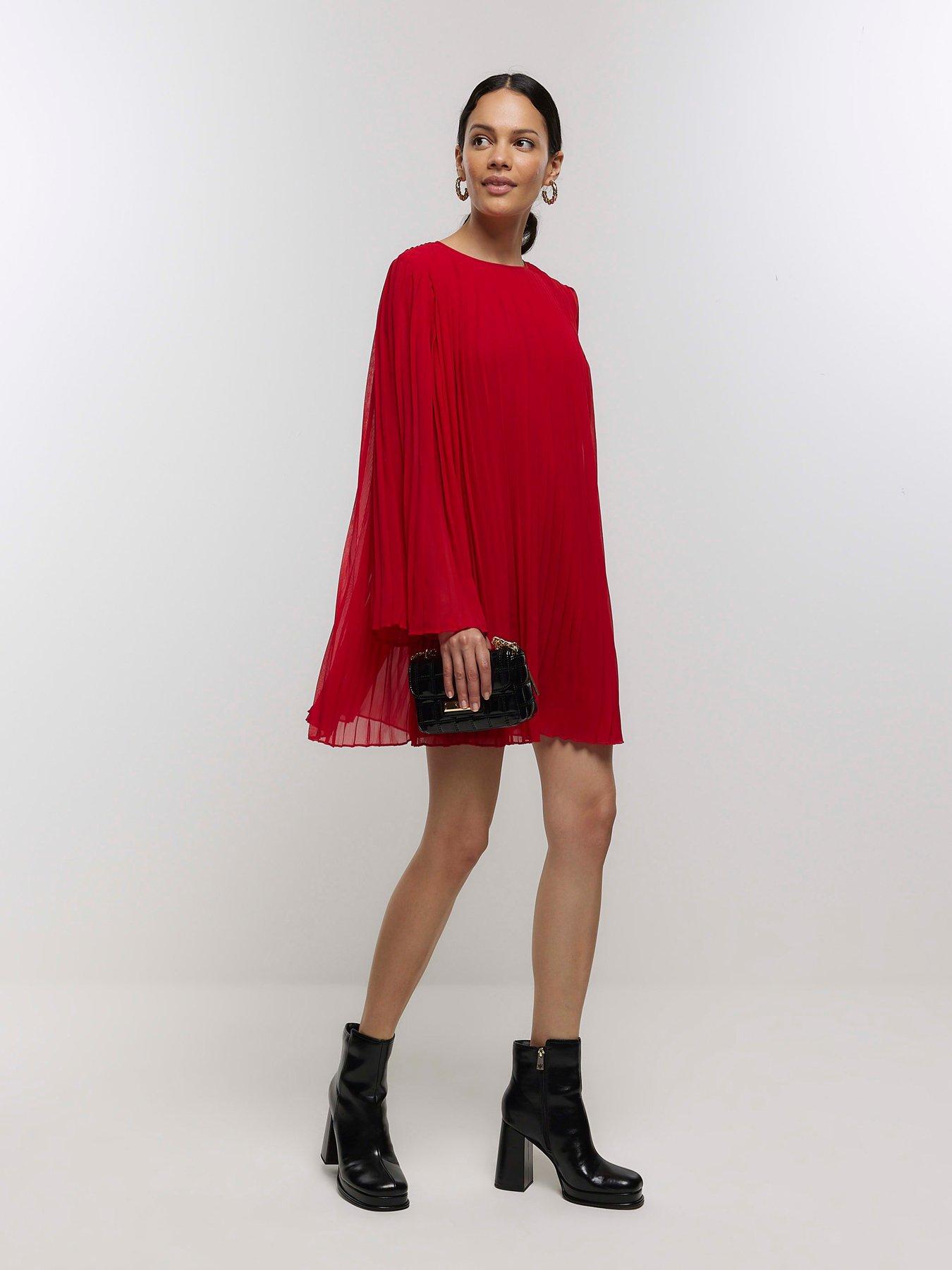Red pleated mini dress store