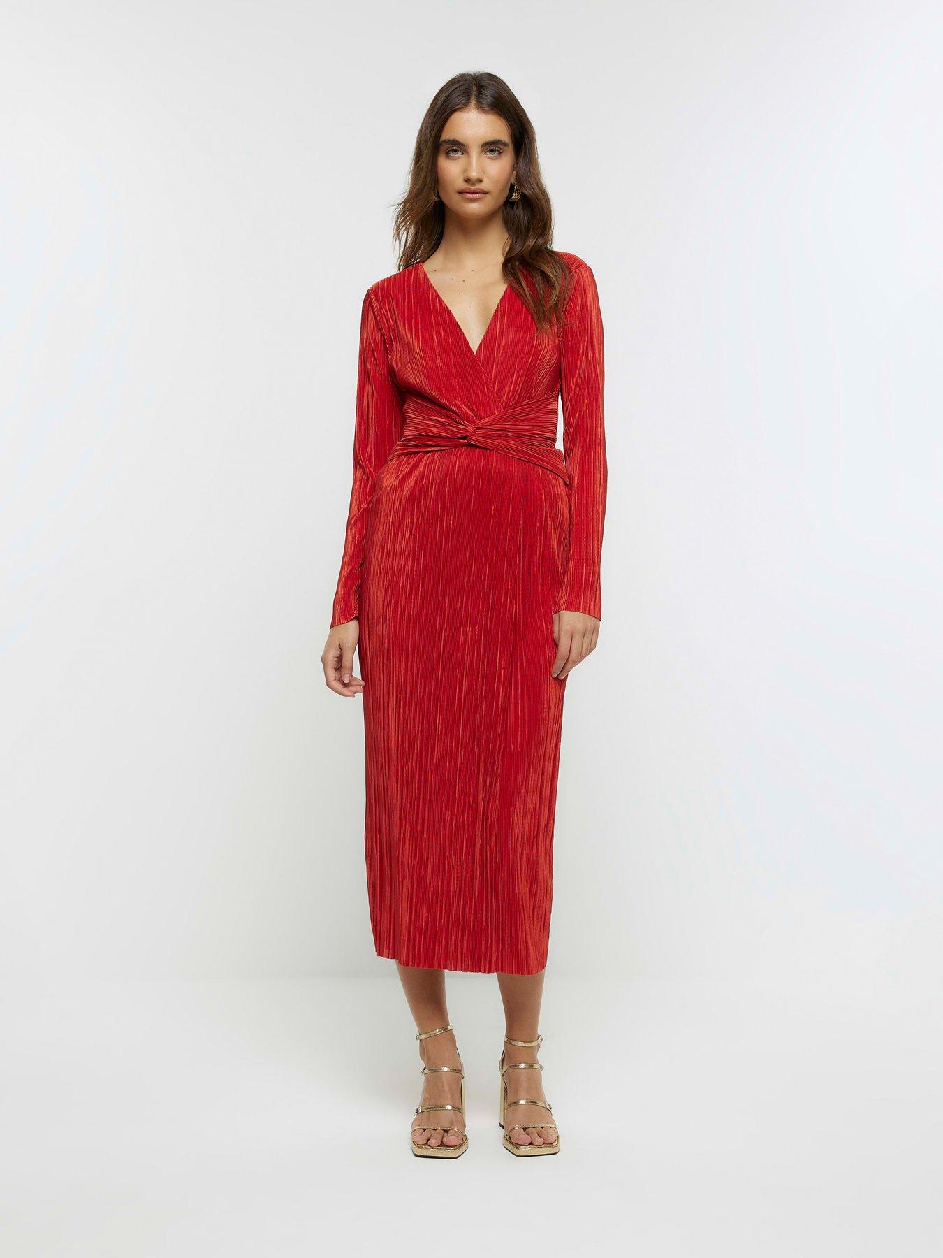 Plus Twist Front Plunge Midi Dress