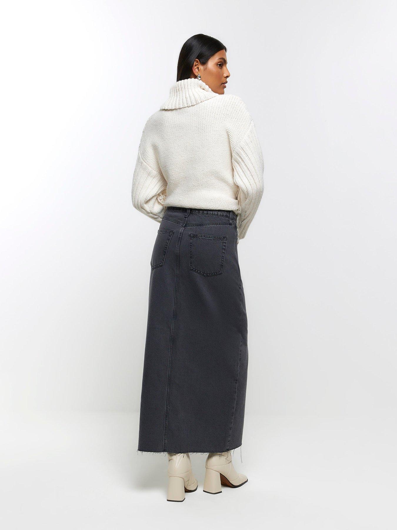 Long denim hotsell skirt river island