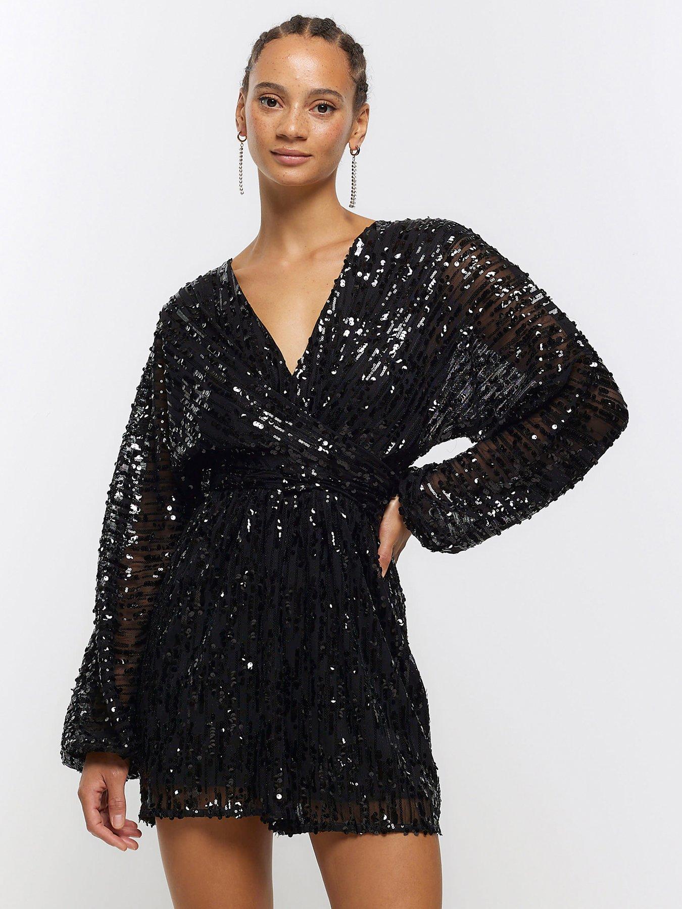 In The Style Perrie Sian Premium Sequin Playsuit - Black